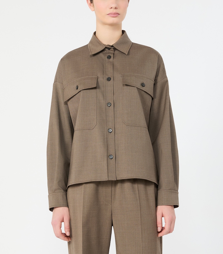 Weekend Max Mara Womens Wool-Blend Shirt Jacket Marron Glace' Image 3
