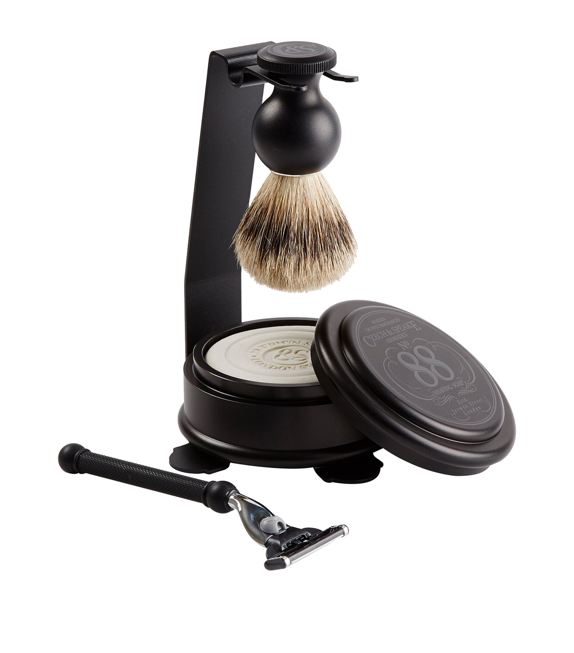 Czech & Speake No.88 Badger Hair Shaving Set & Stand | Mens Grooming | Shaving | Creams & Post-Shave Balms | Beauty Gift Sets | Bath & Body Gift Sets