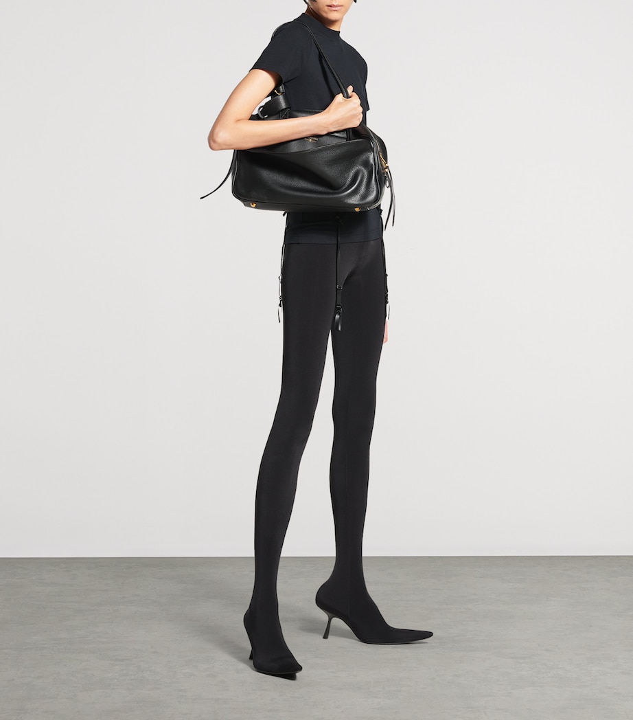 Medium Leather Carrie Bowling Top-Handle Bag 1000 Image 6