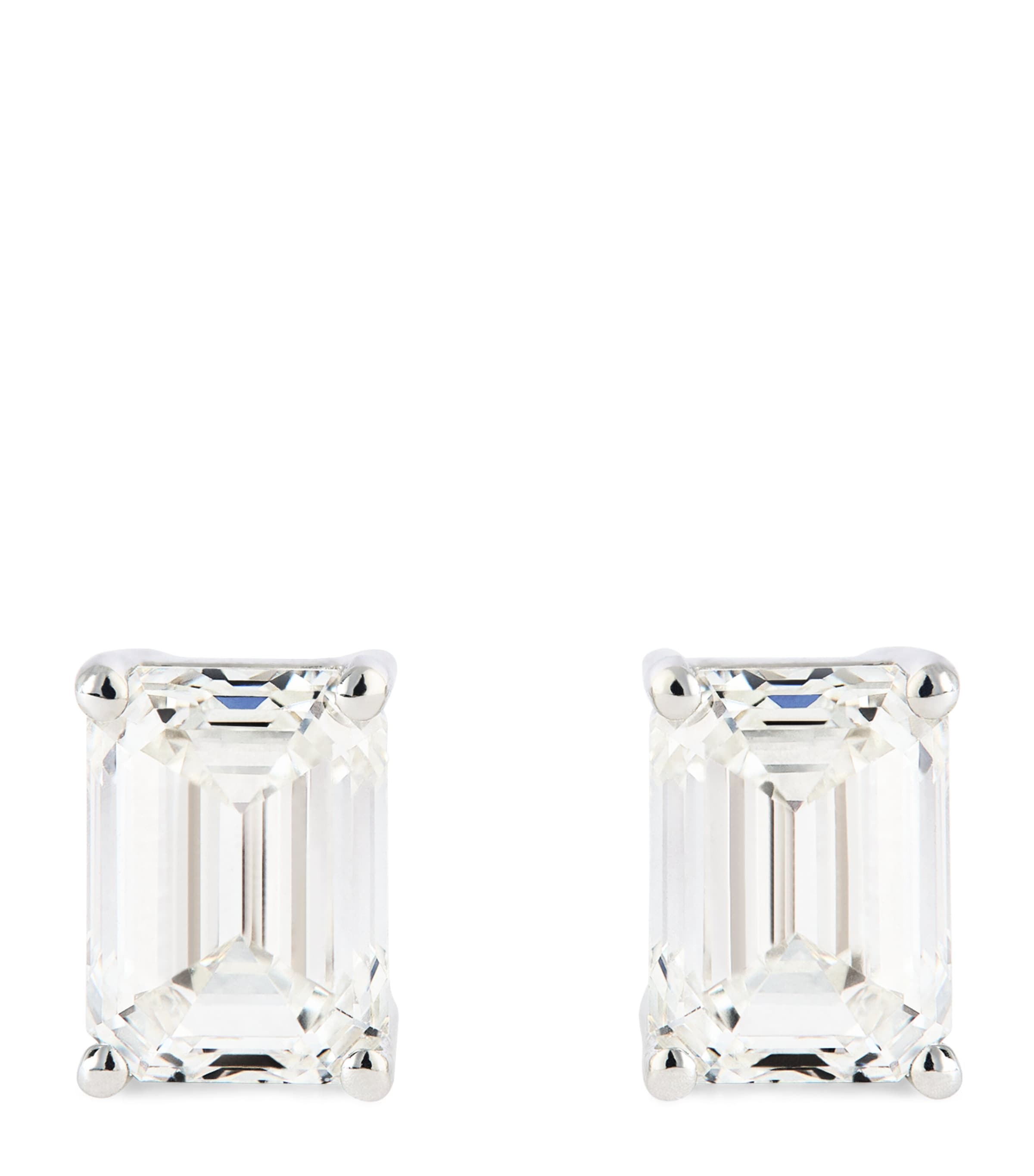 Harrods White Gold And Diamond Stud Earrings In White