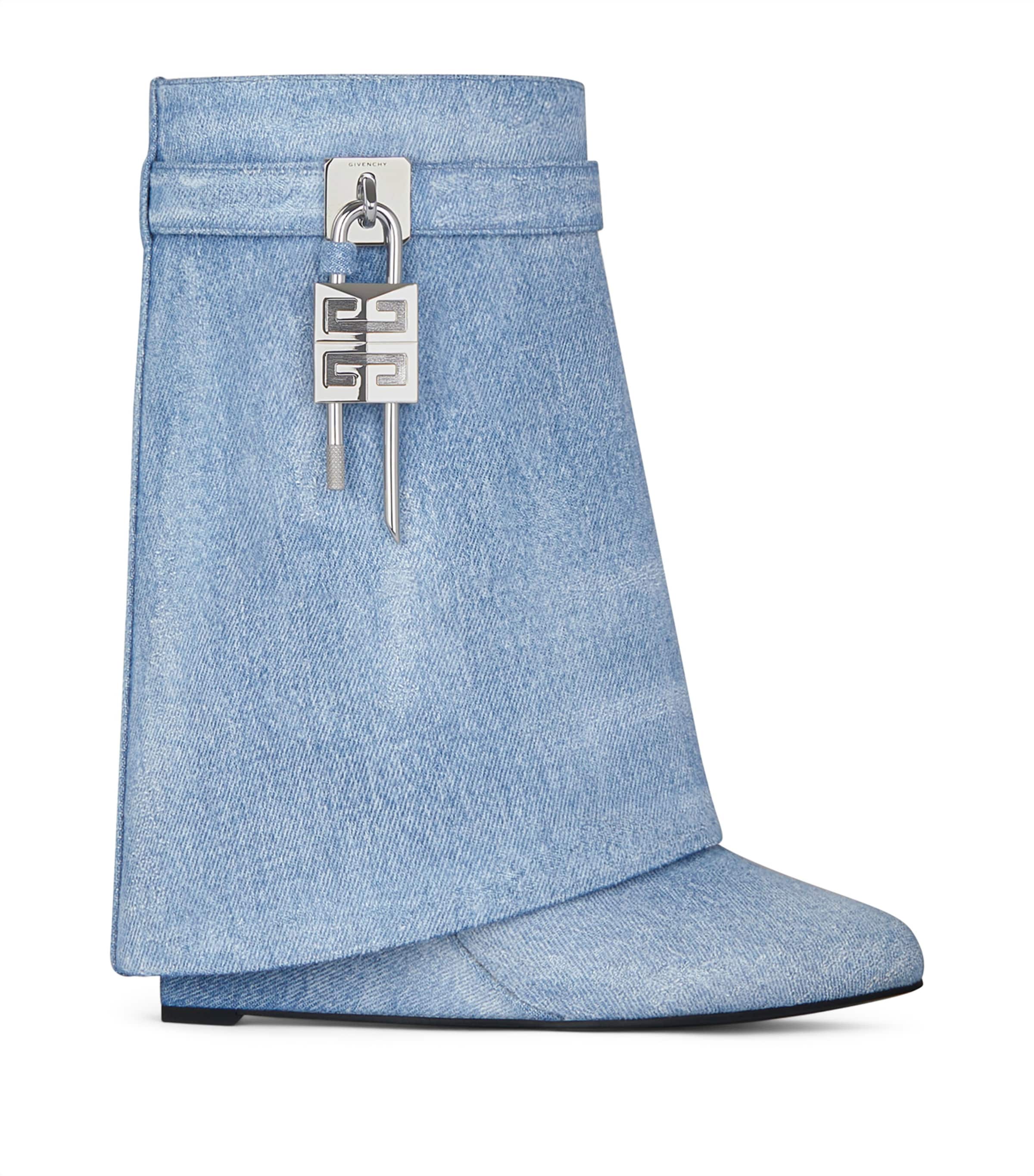 GIVENCHY DENIM SHARK LOCK ANKLE BOOTS 90