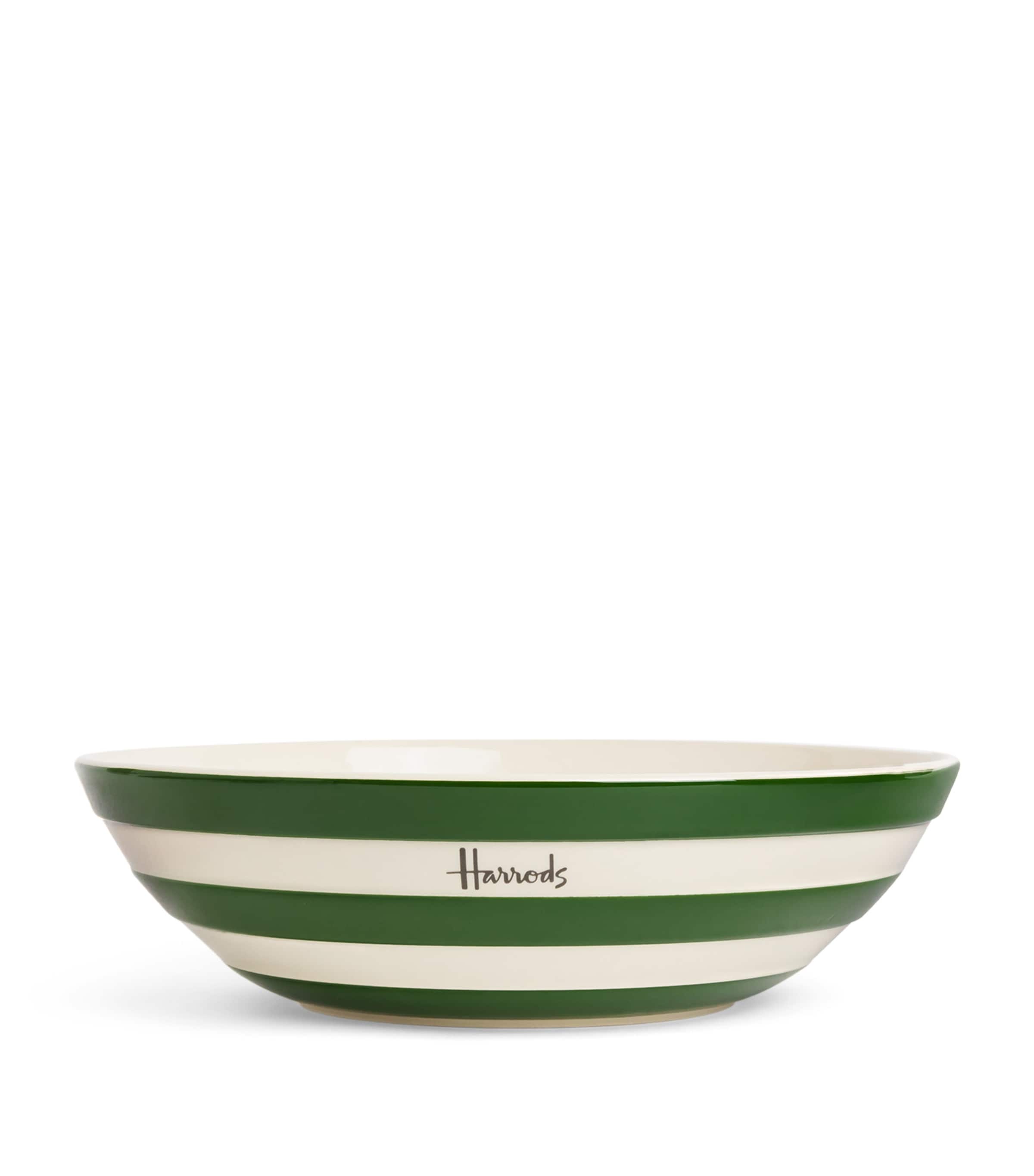 Harrods Cornish Stripe Serving Bowl In Green