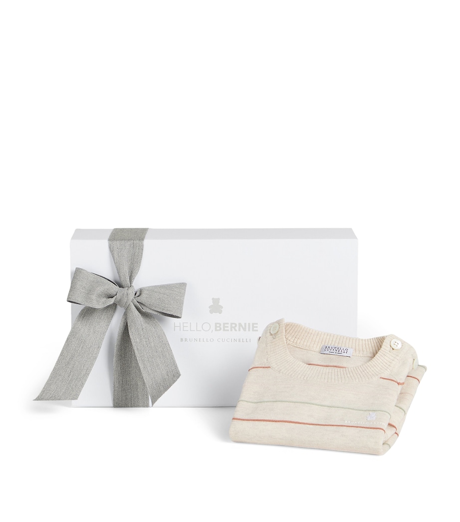 Brunello Cucinelli Kids Cotton Stripe Baby Bernie Playsuit (3-18 Months) Image 1
