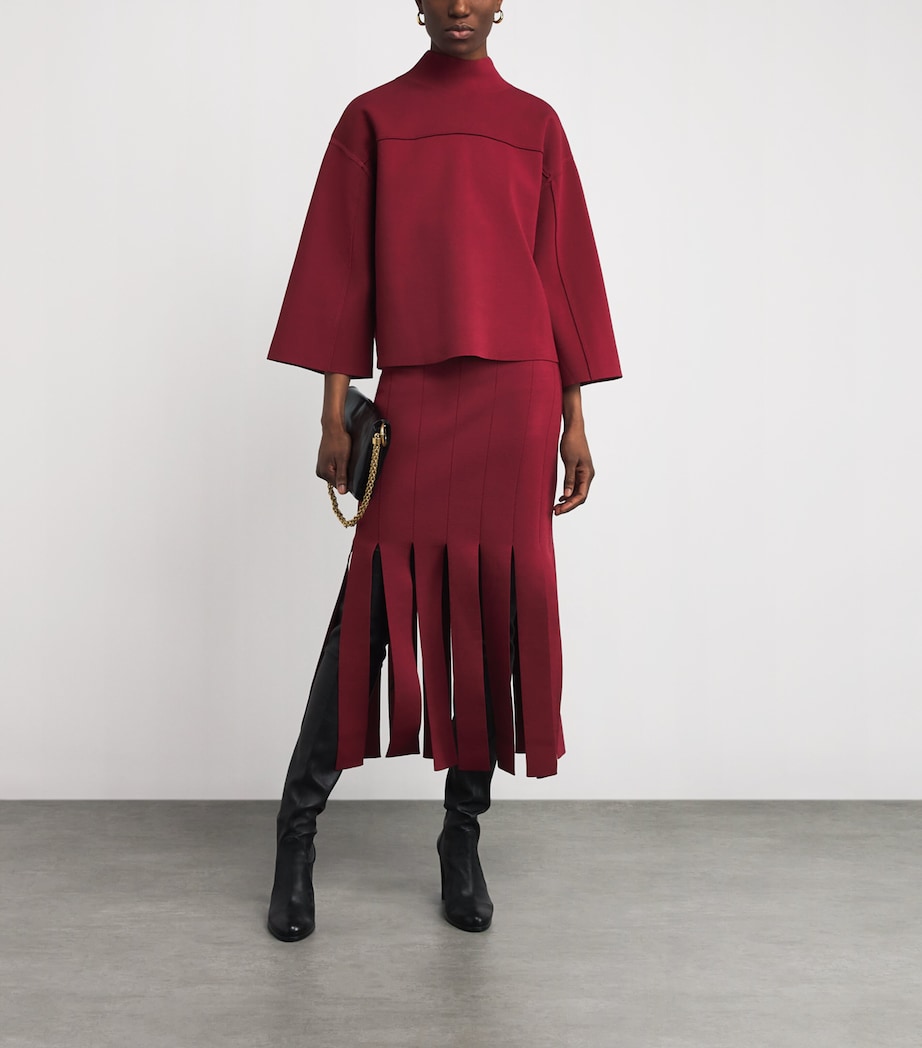 Milano-Knit Lagny Compact Midi Skirt CHERRY Image 2