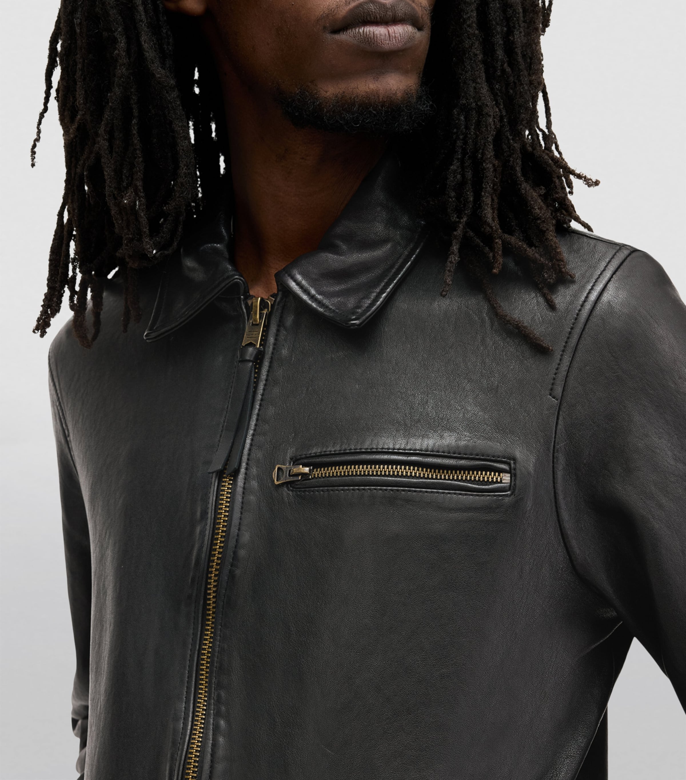 AllSaints Leather Miller Jacket | Harrods US