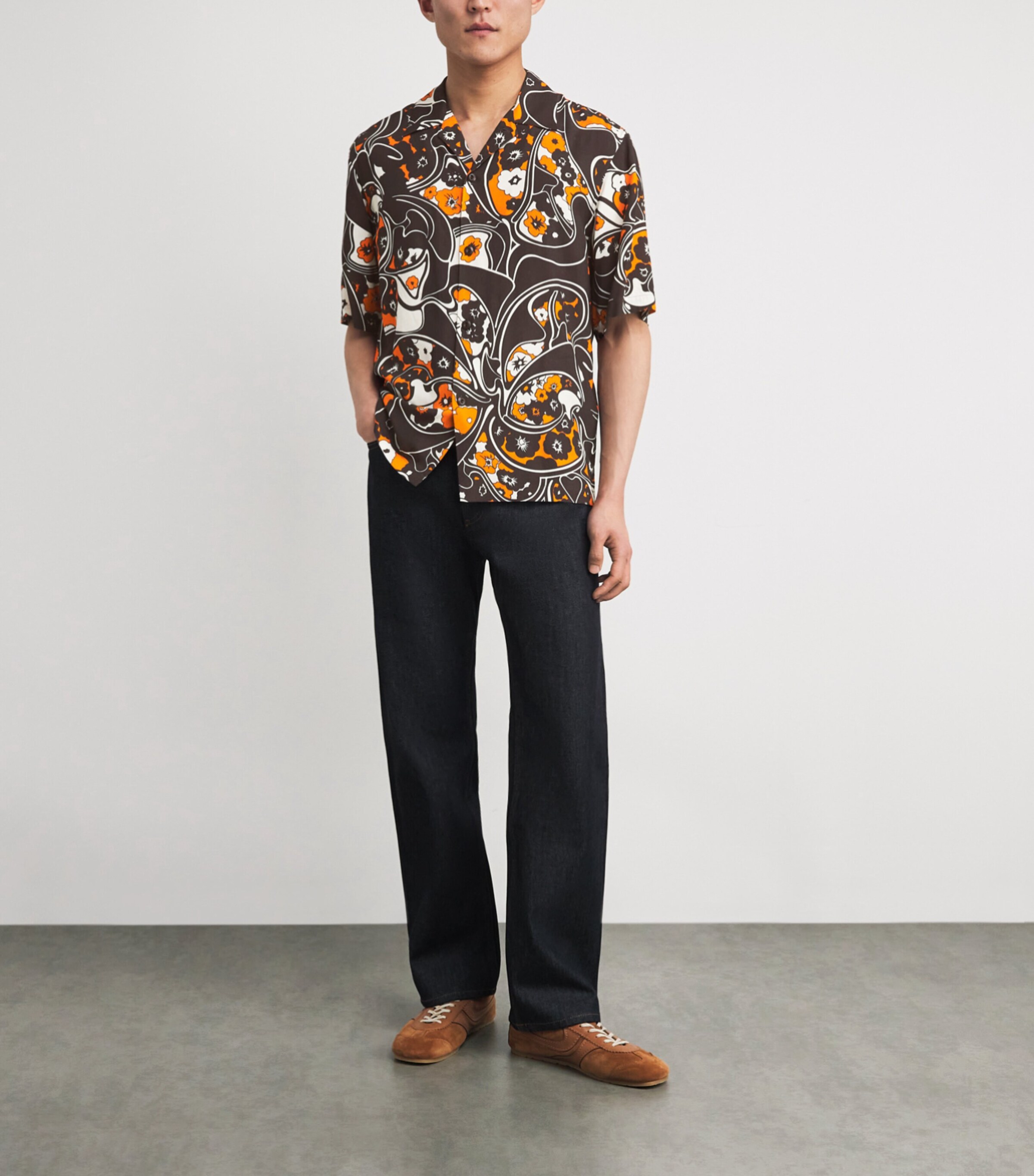 Short-Sleeve Floral Shirt BLACK BROWN Image 2