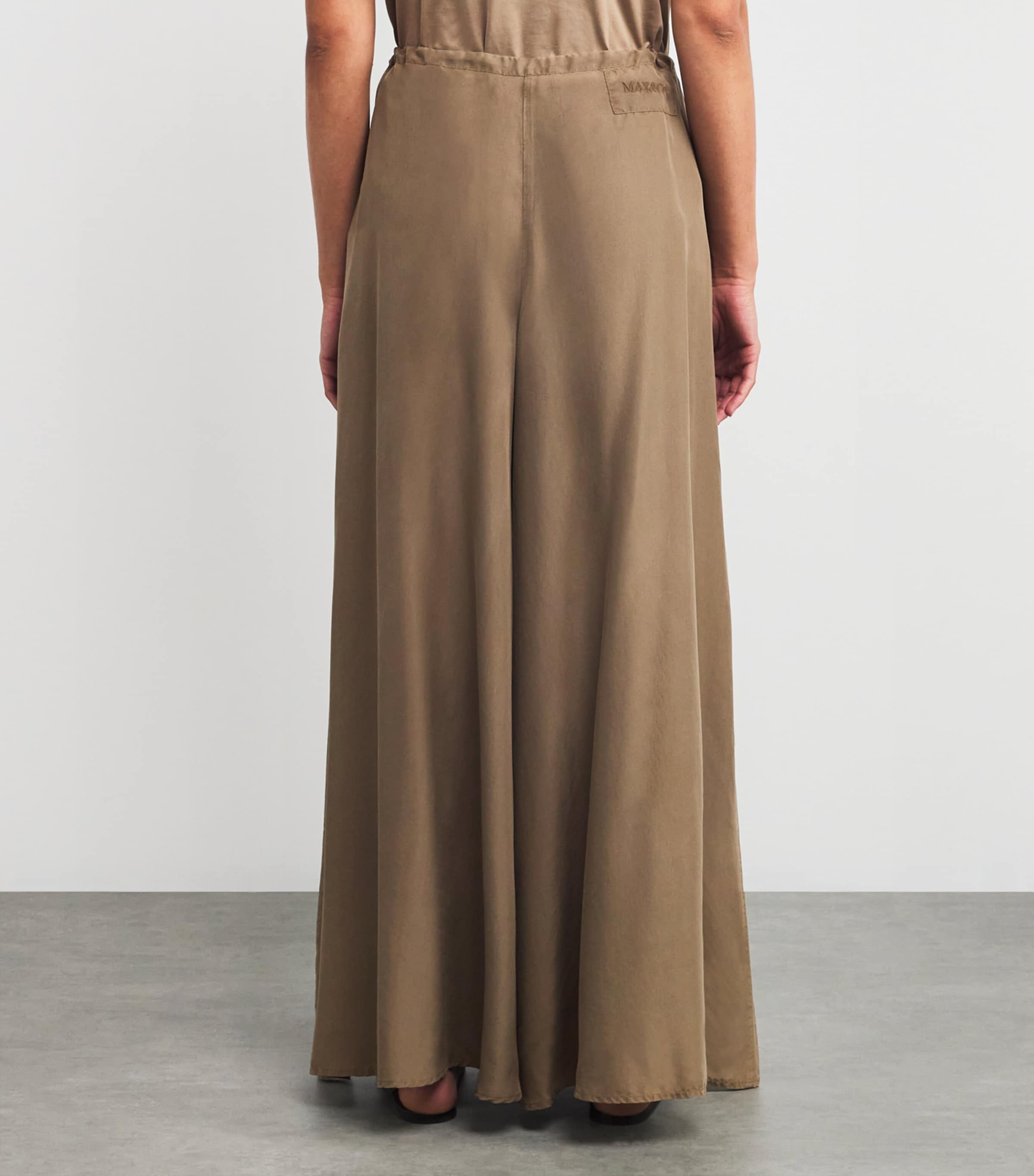 Silk Shades Of Nature Wide-Leg Trousers KAKI Image 4