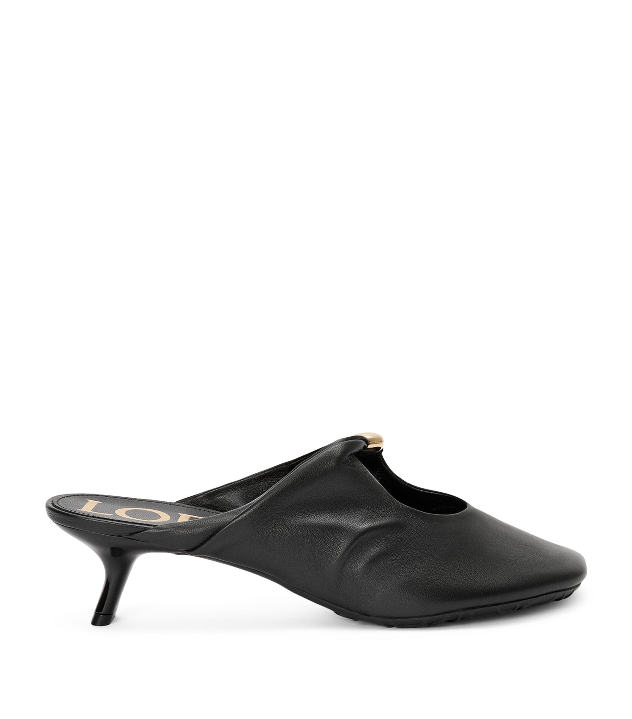 Lambskin Pebble Soft Heeled Mules 45 BLACK Image 1