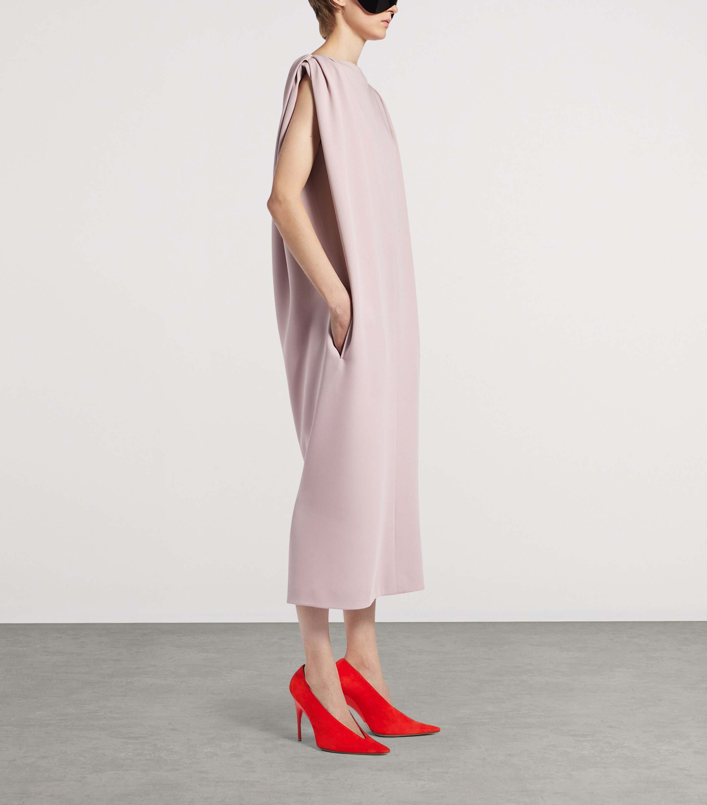 Balenciaga Womens Silk-Wool Sack Midi Dress Image 4