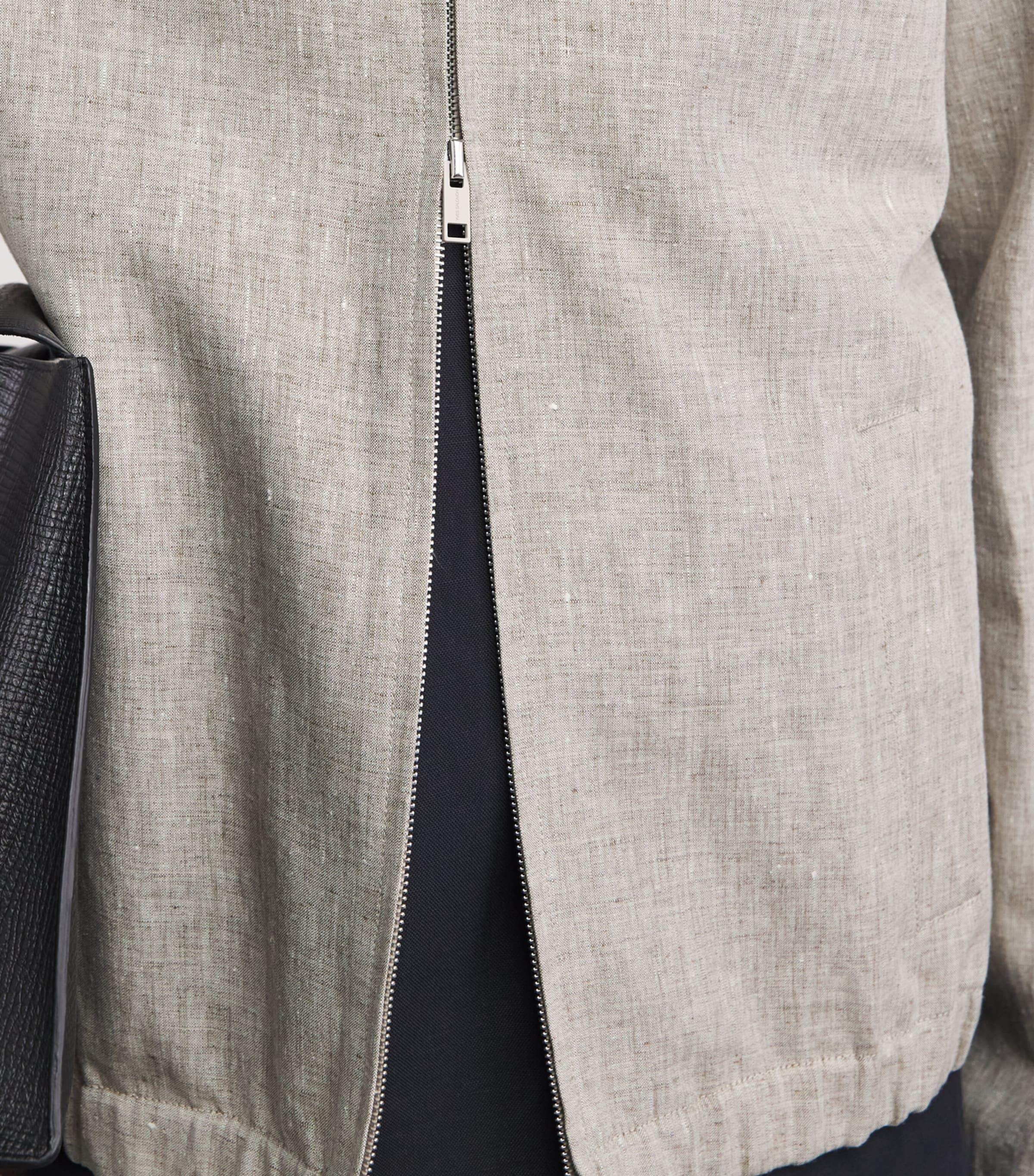 Yves Salomon Mens Linen Zip-Up Jacket Lin Image 3