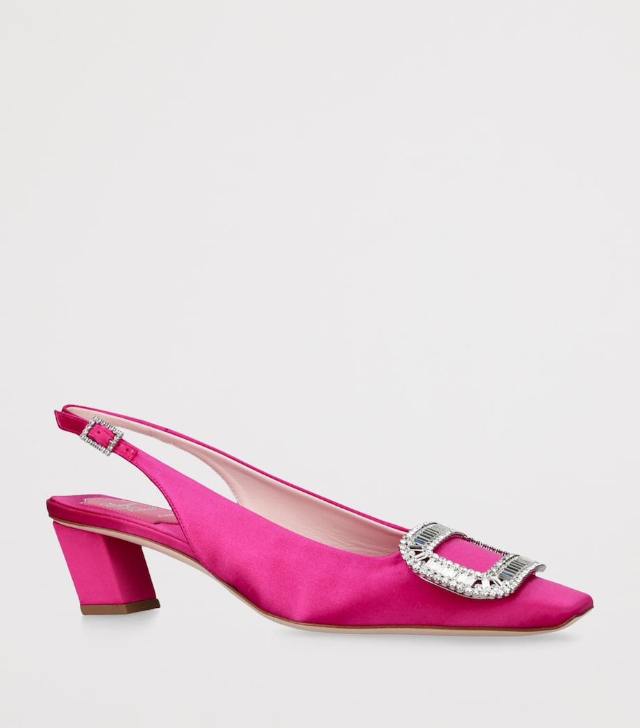 Roger Vivier Satin Pilgrim Slingback Pumps 45 Pink Image 3