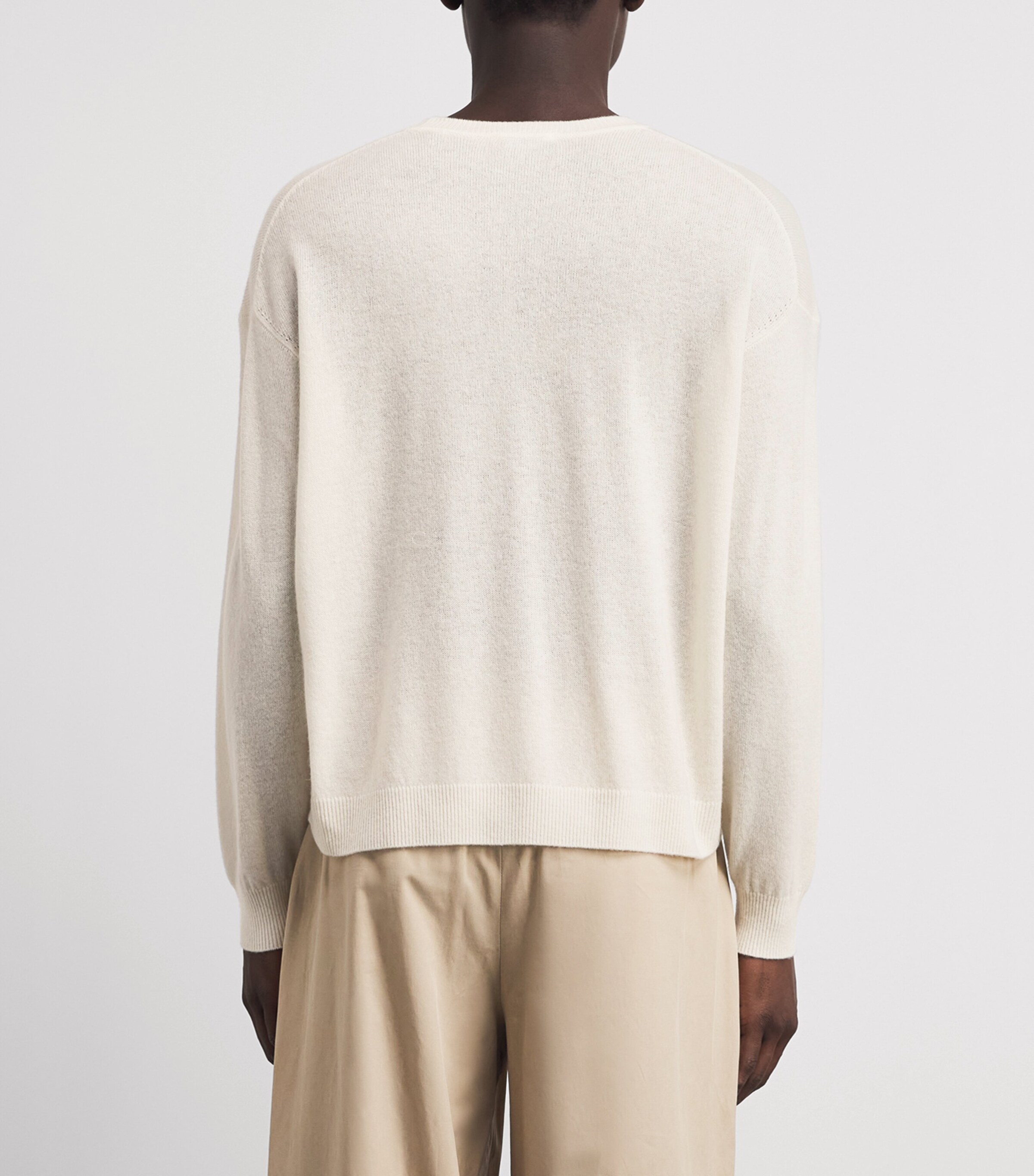 FRAME Mens Wool-Cashmere Crew-Neck Sweater Offwhite Image 5