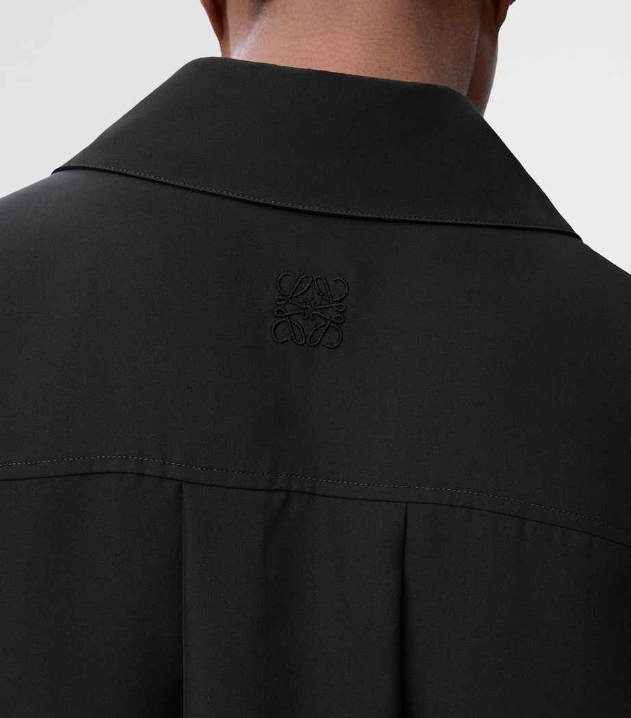 Silk Anagram-Detail Shirt Dress BLACK Image 2