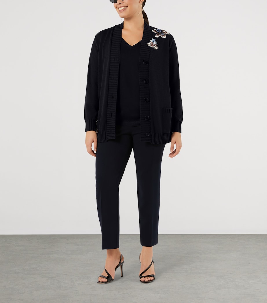 Marina Rinaldi Womens Cotton Embellished Top and Cardigan Set Midnightblue Image 2