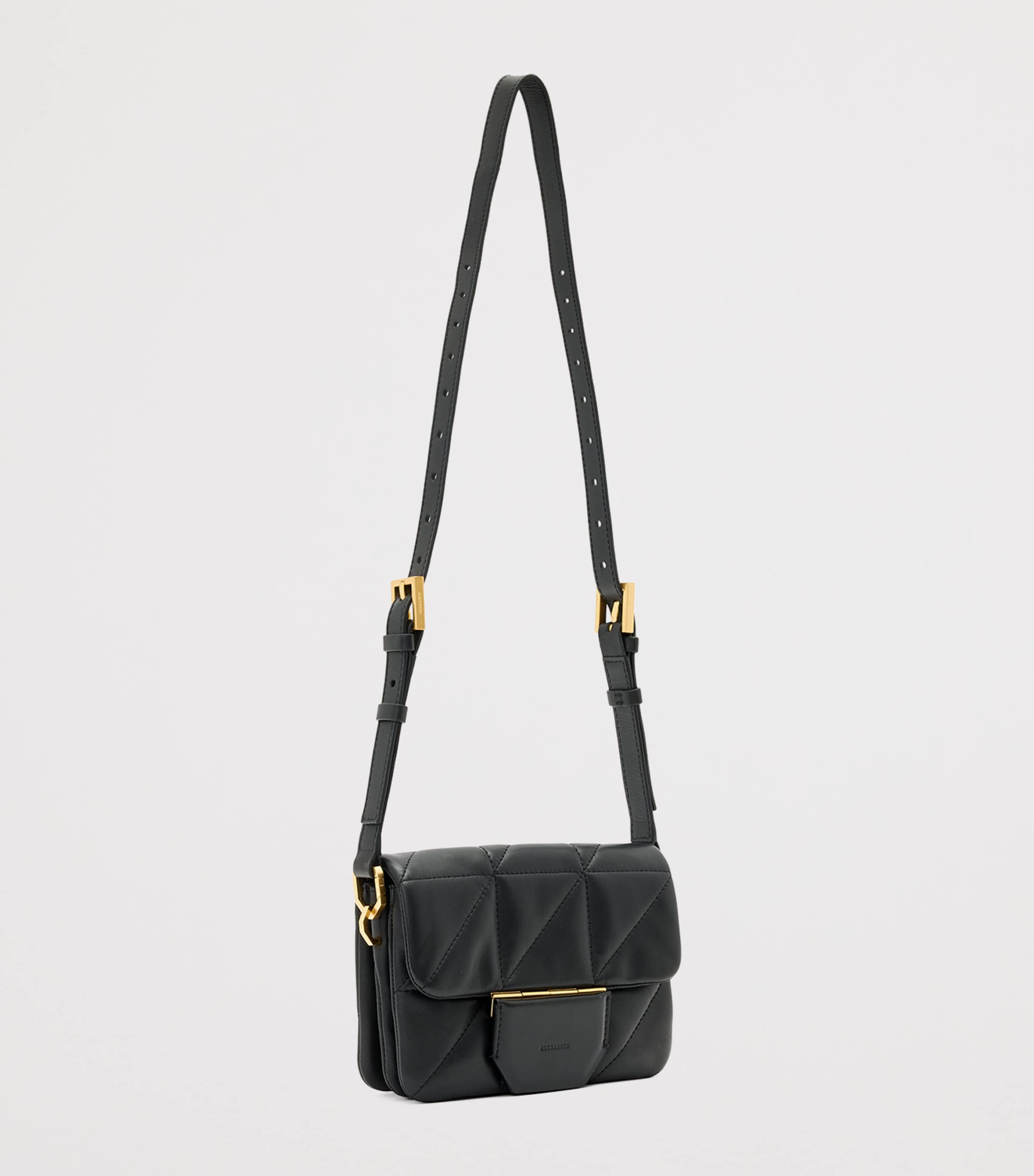 AllSaints Quilted Leather Jupiter Cross-Body Bag Black Image 3