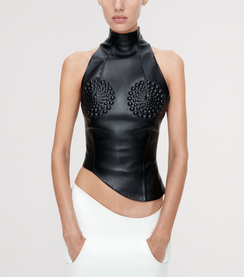 Schiaparelli Womens Lambskin Trompe L’Oeil Wave Top Black Image 4