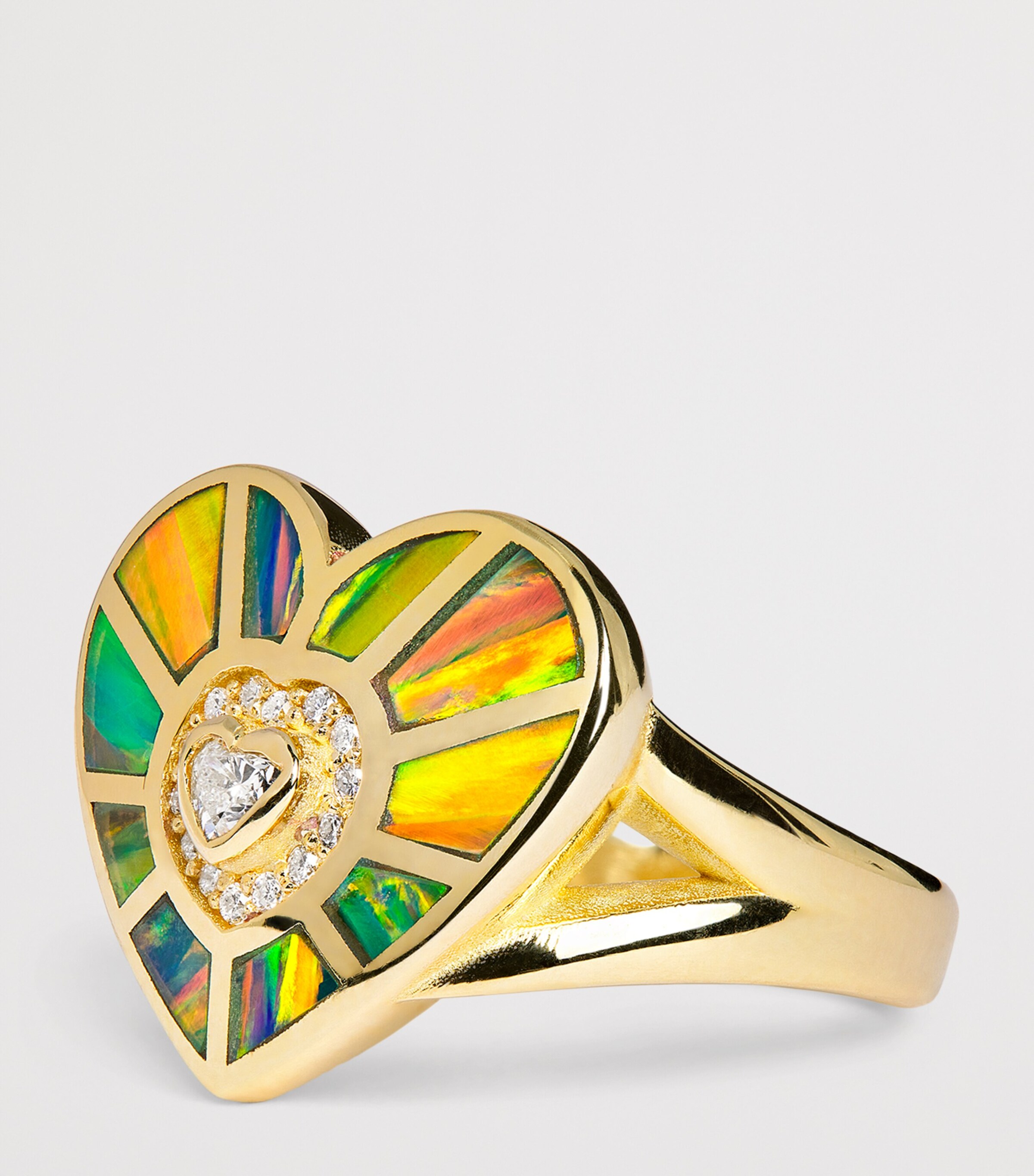 Yellow Gold, Diamond and Opal Heart Ring YELLOW GOLD Image 5