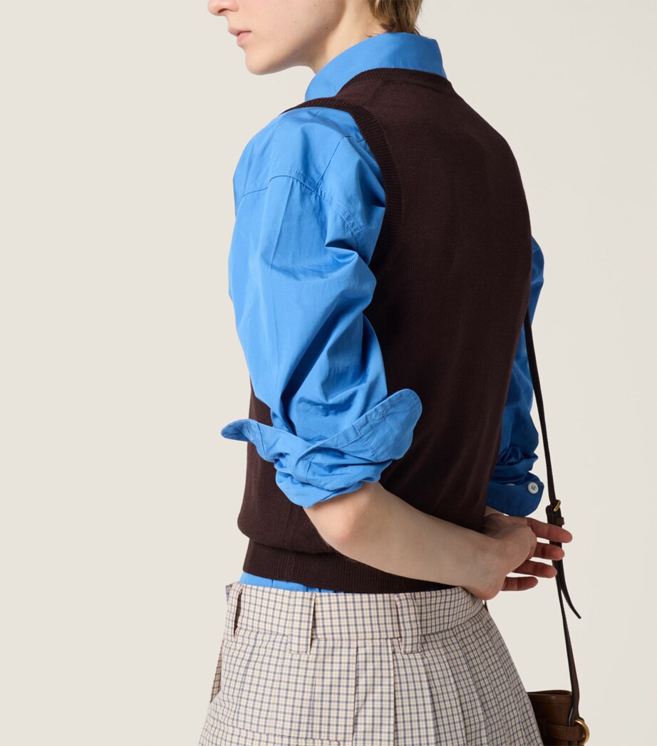 Miu Miu Womens Wool Logo Sweater Vest Image 6