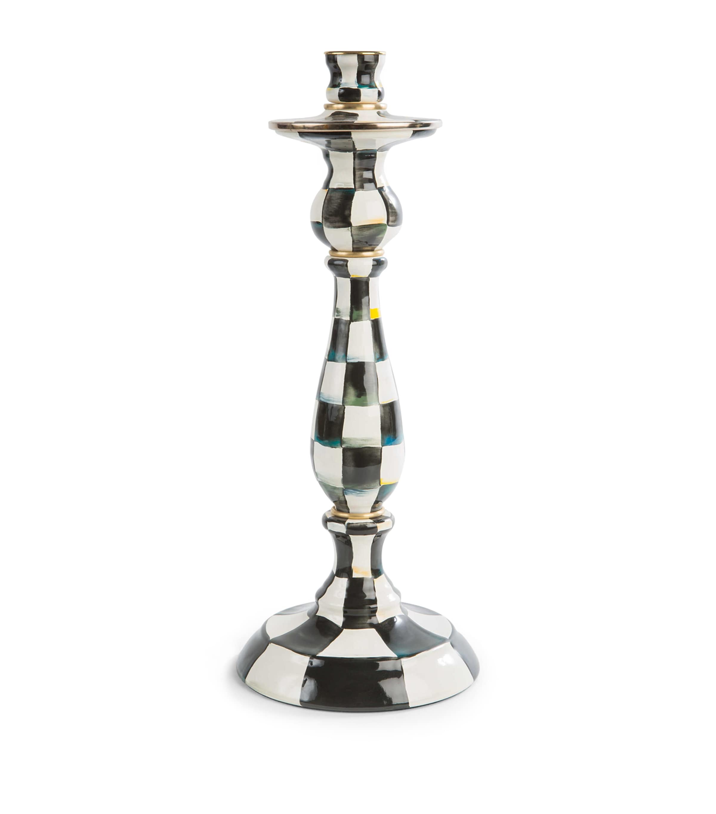 Mackenzie-childs Large Courtly Check Candlestick In Black