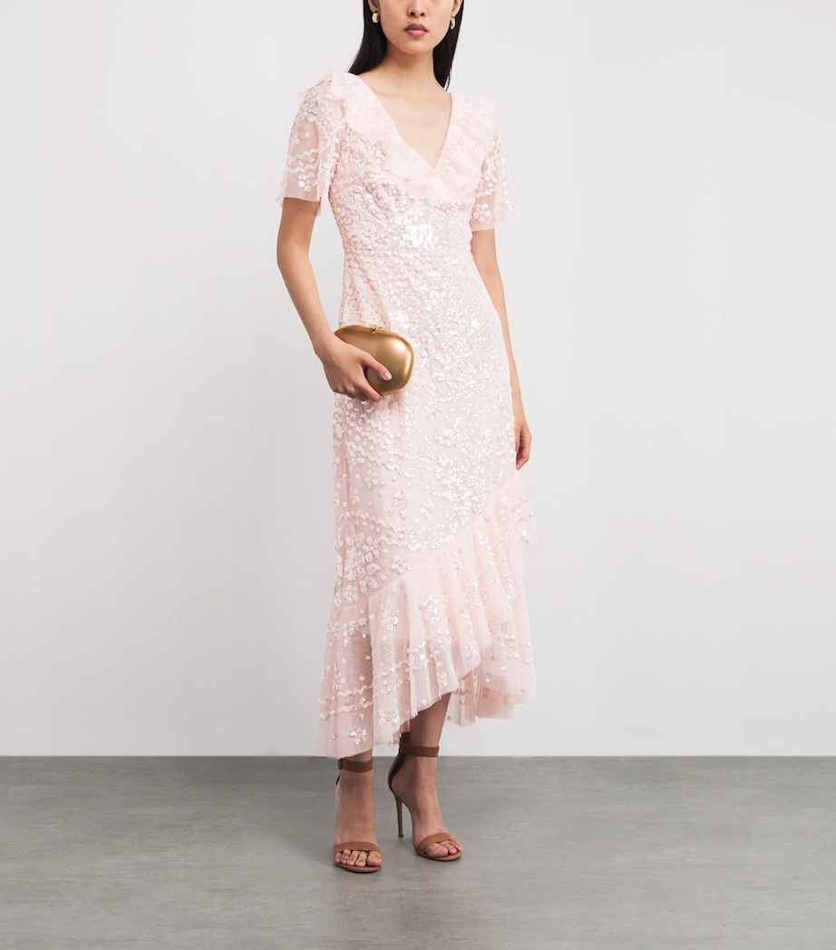 Anais Sequin Frill Gown SEASHELL Image 2