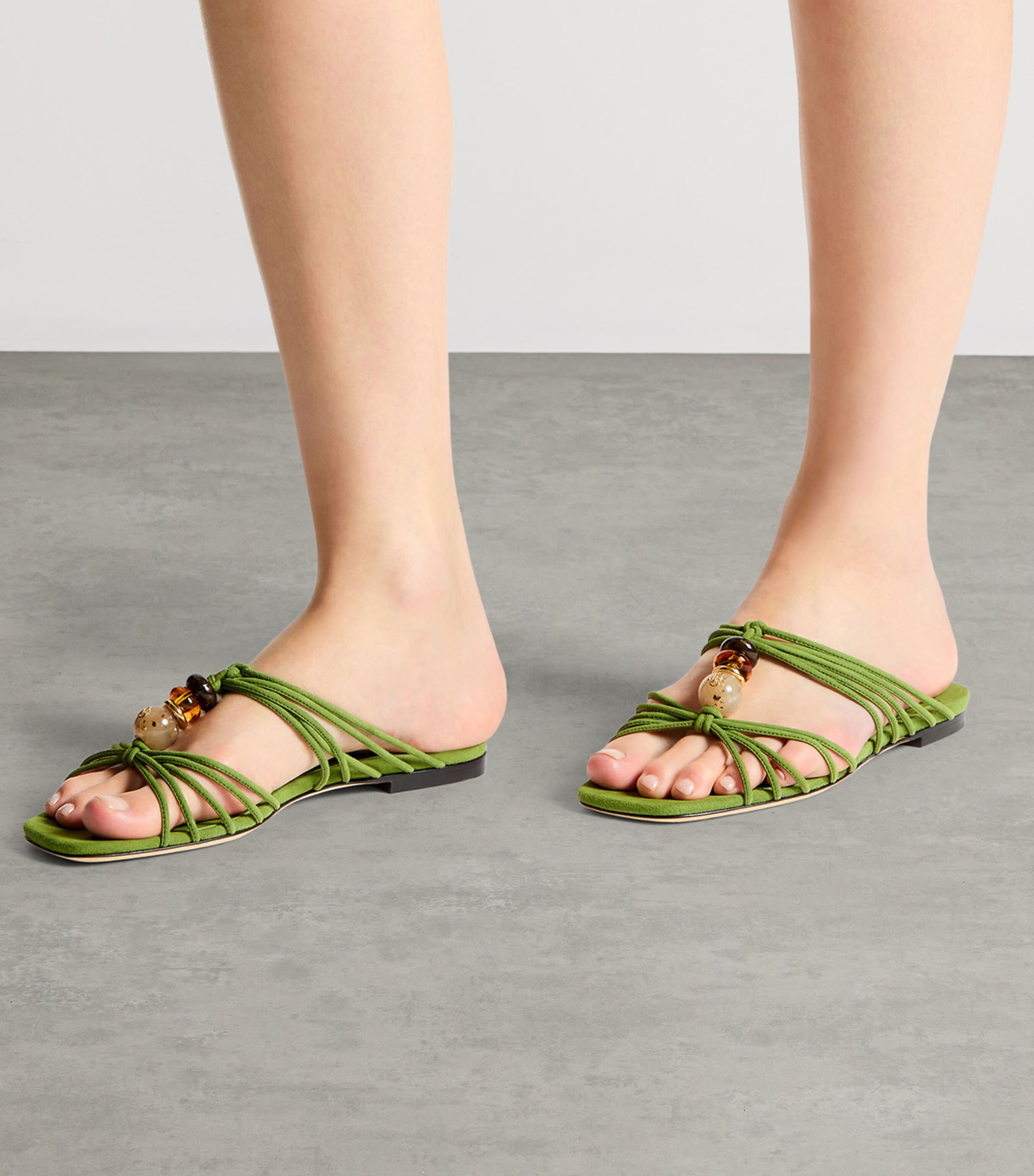 Jimmy Choo Lova Leather Flat Sandals Clover Mix Image 2