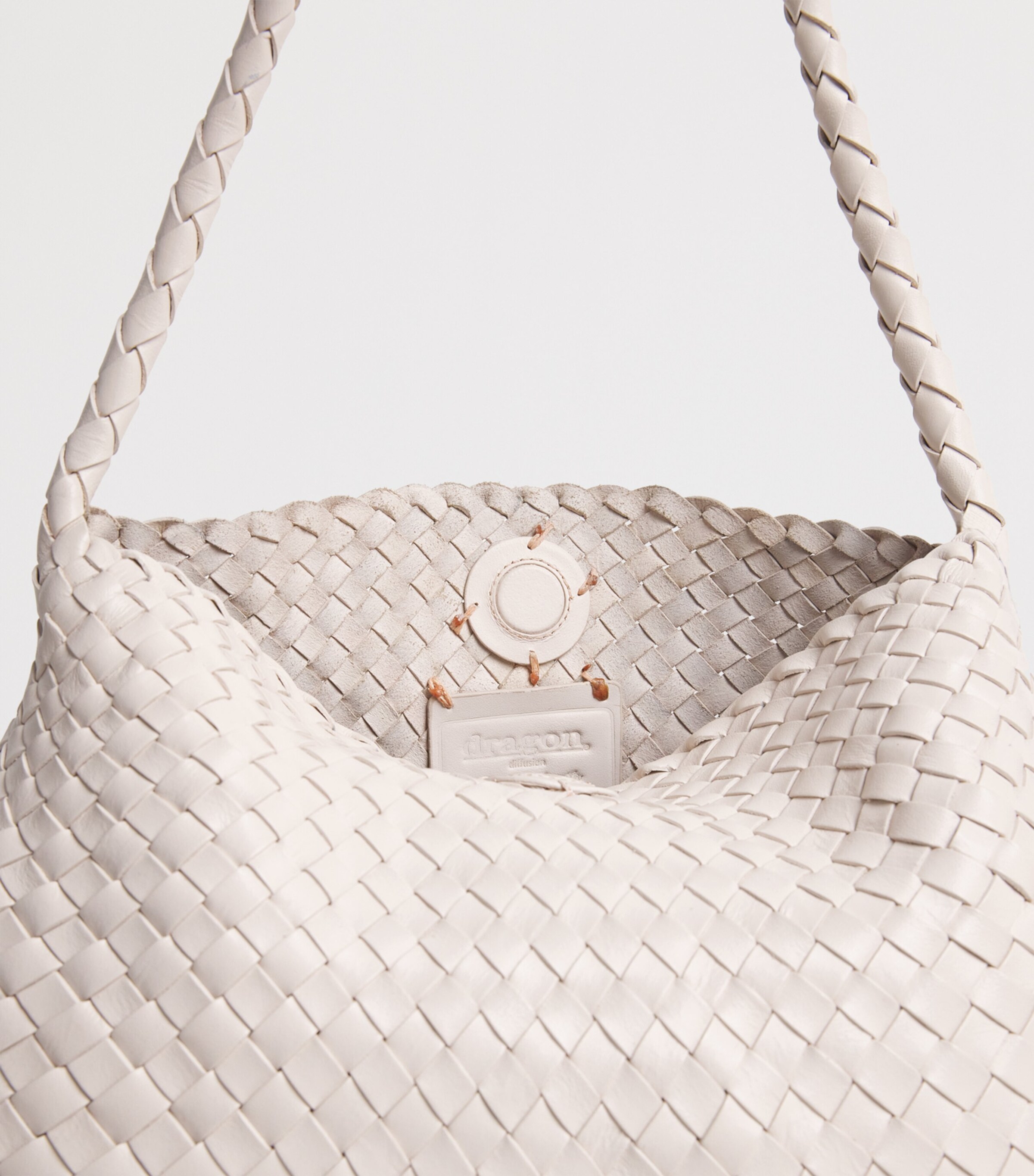 DRAGON DIFFUSION Leather Woven Santa Maria Shoulder Bag Sand Image 5