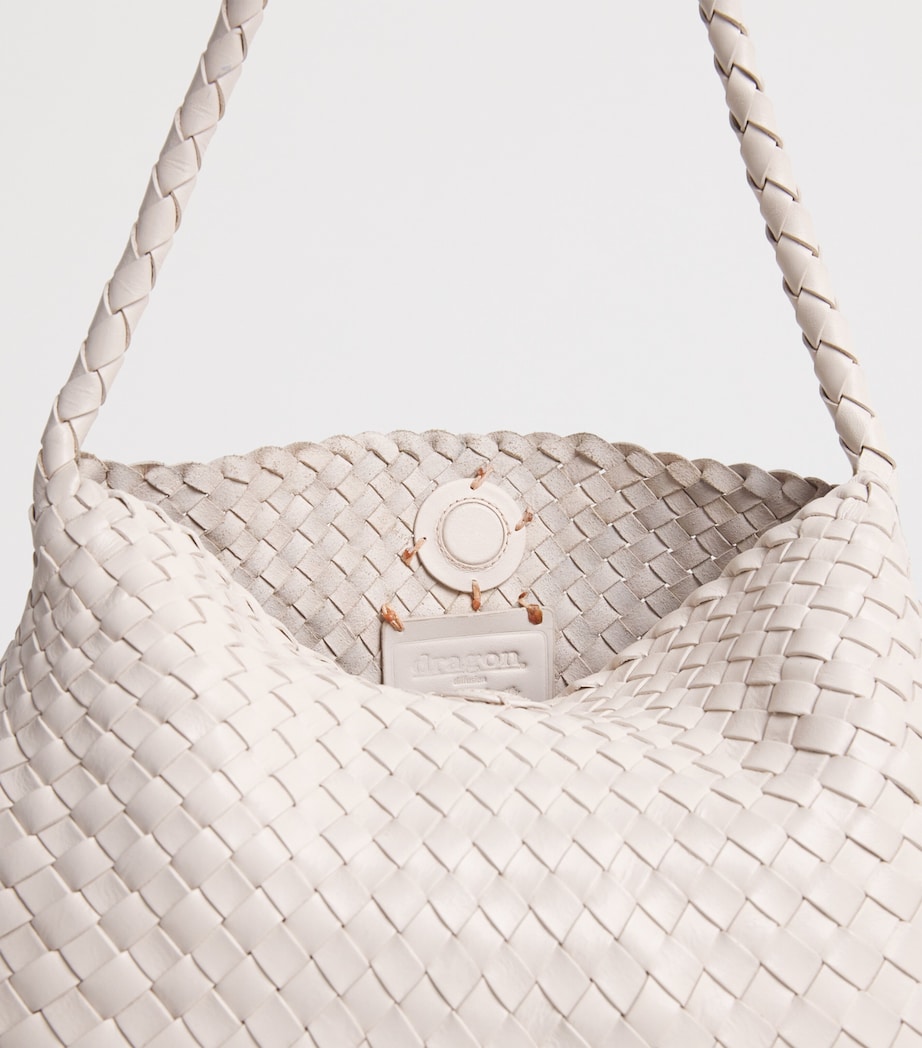 DRAGON DIFFUSION Leather Woven Santa Maria Shoulder Bag Sand Image 5