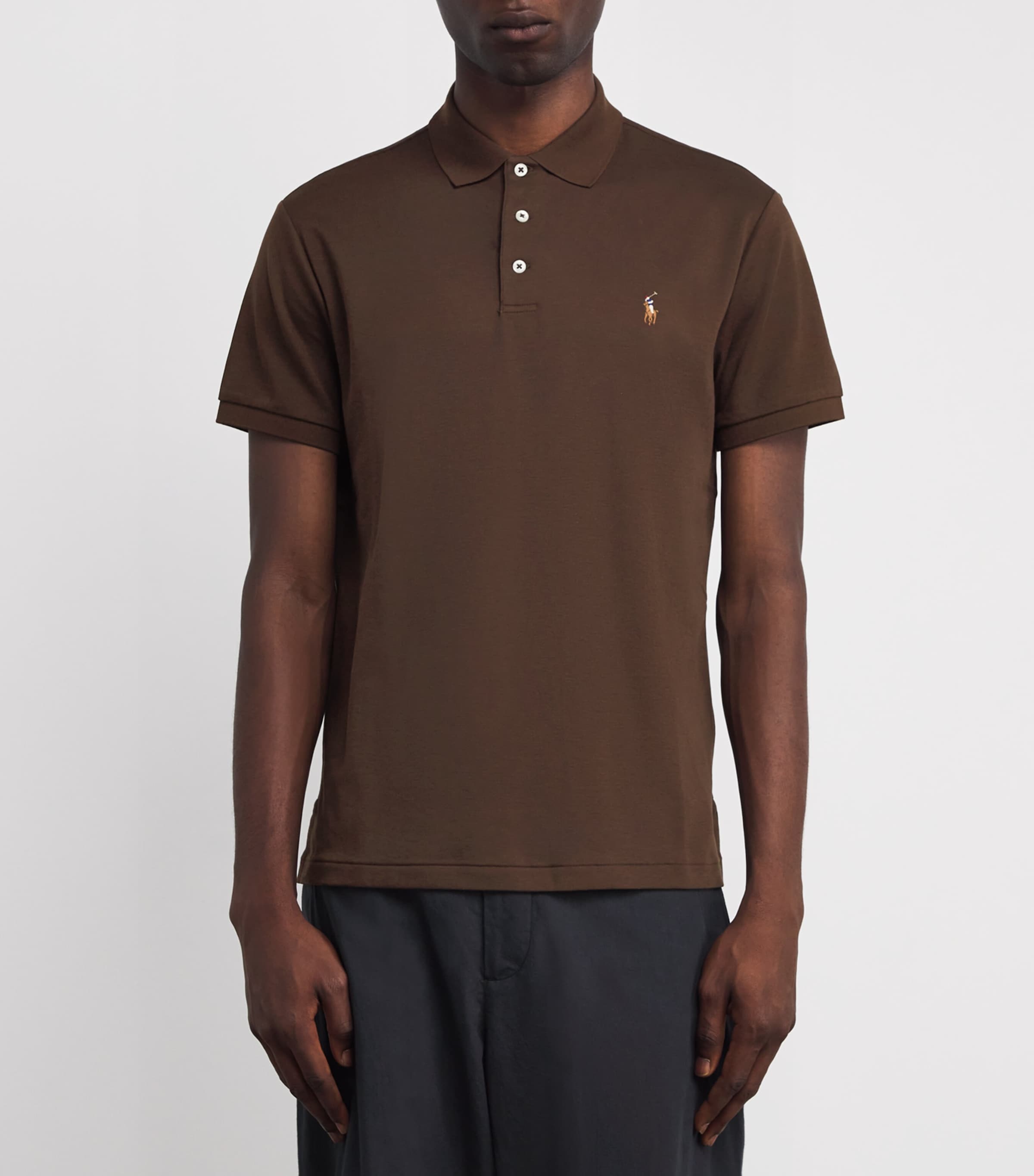 Polo Ralph Lauren Mens Cotton Polo Pony Polo Shirt Dark Brown Image 3