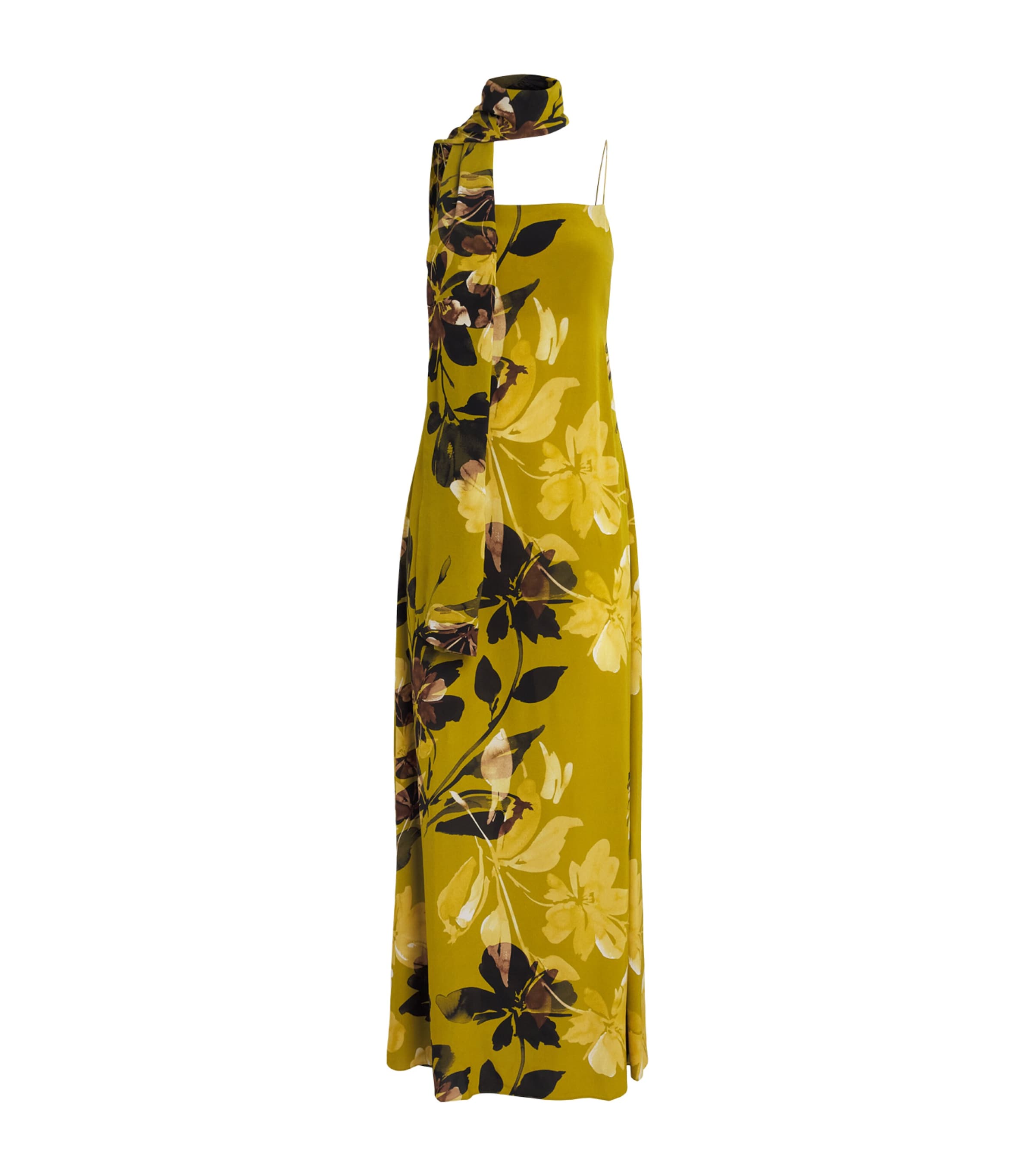 AWAY THAT DAY Womens St Tropez Maxi Dress Chartruse Flrl Prnt Image 1
