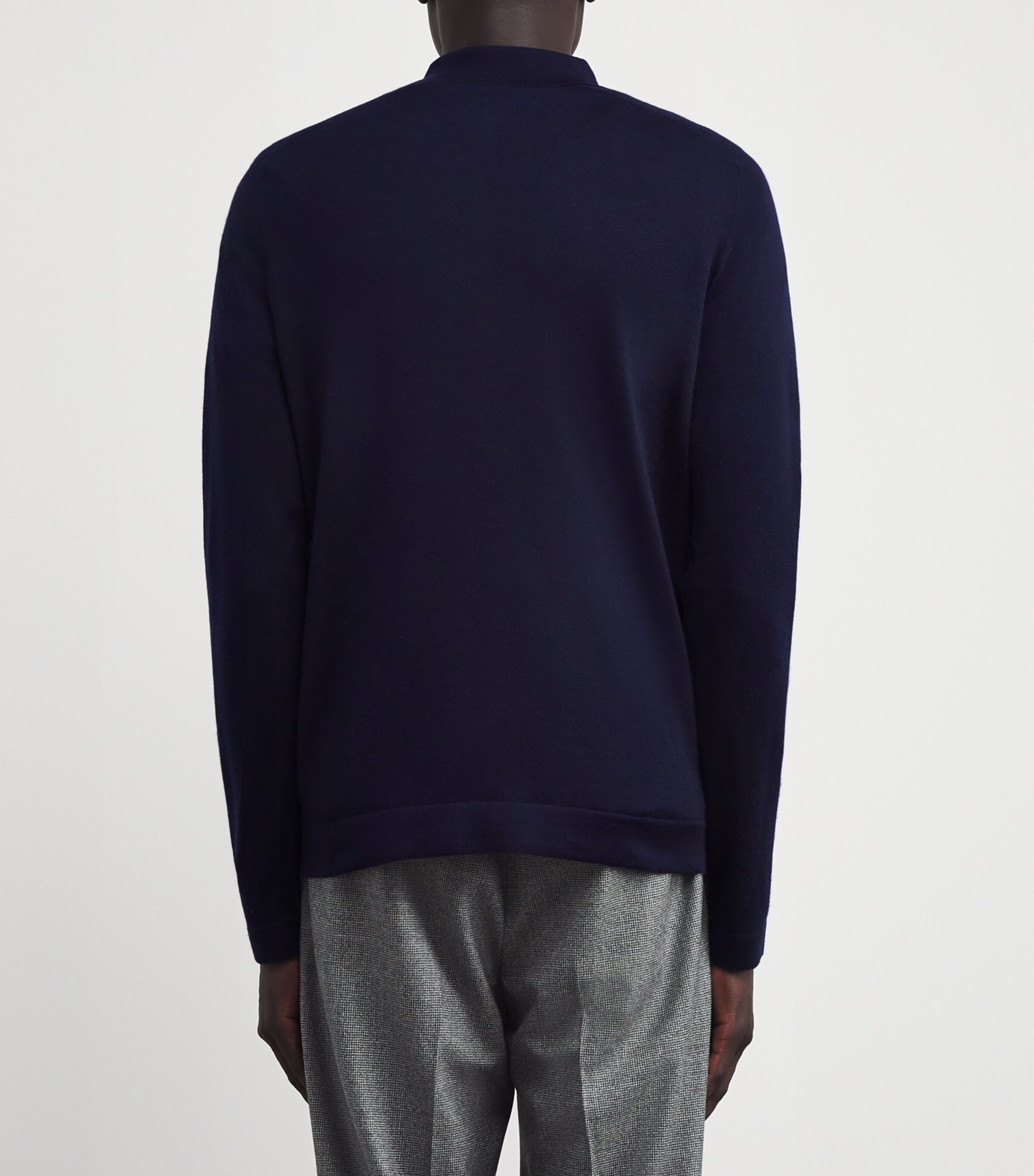 Colombo Mens Cashmere-Silk Polo-Neck Sweater Night Blue Image 4