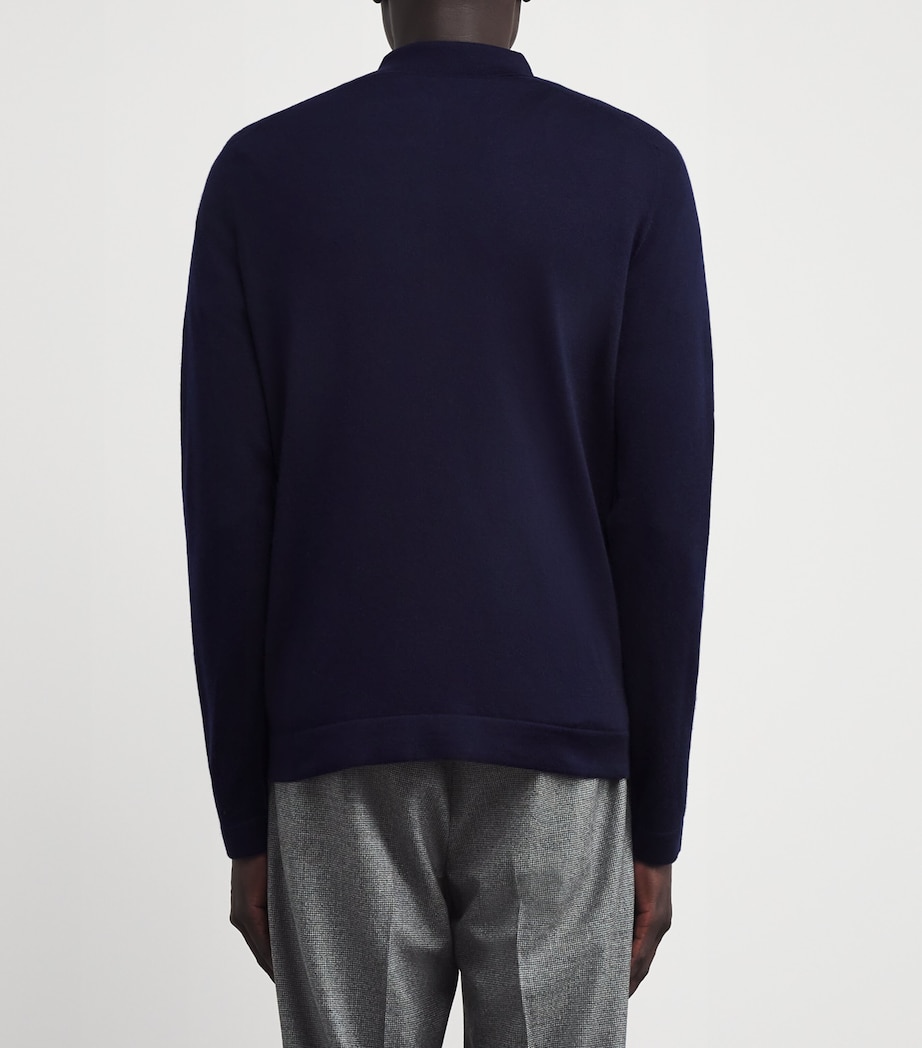 Colombo Mens Cashmere-Silk Polo-Neck Sweater Night Blue Image 4