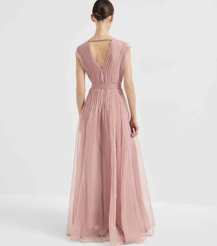 Brunello Cucinelli Womens Silk Belted Maxi Dress Image 5