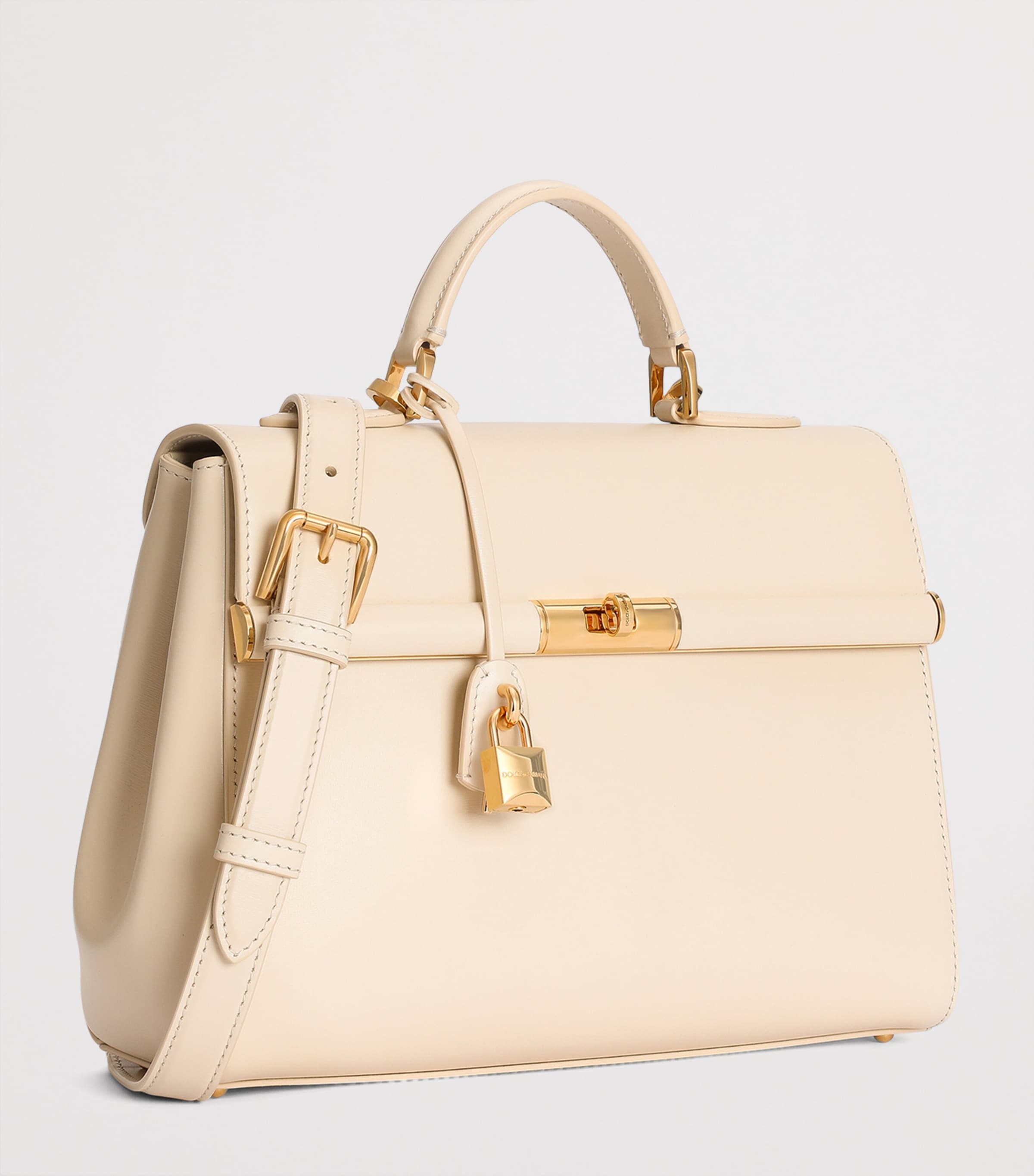 Dolce&Gabbana Palmellato Leather Marlene Top-Handle Bag Burro Image 2