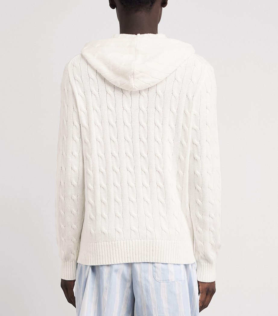 Polo Ralph Lauren Mens Cotton Cable-Knit Zip-Up Hoodie White Image 5