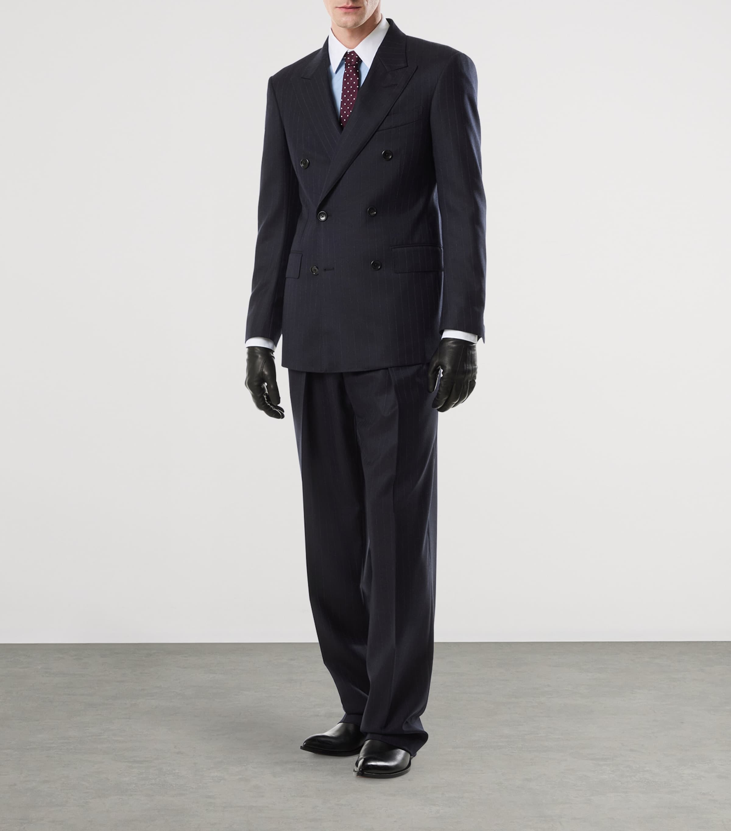 Wool Pinstripe Pleated Trousers UCC Image 3