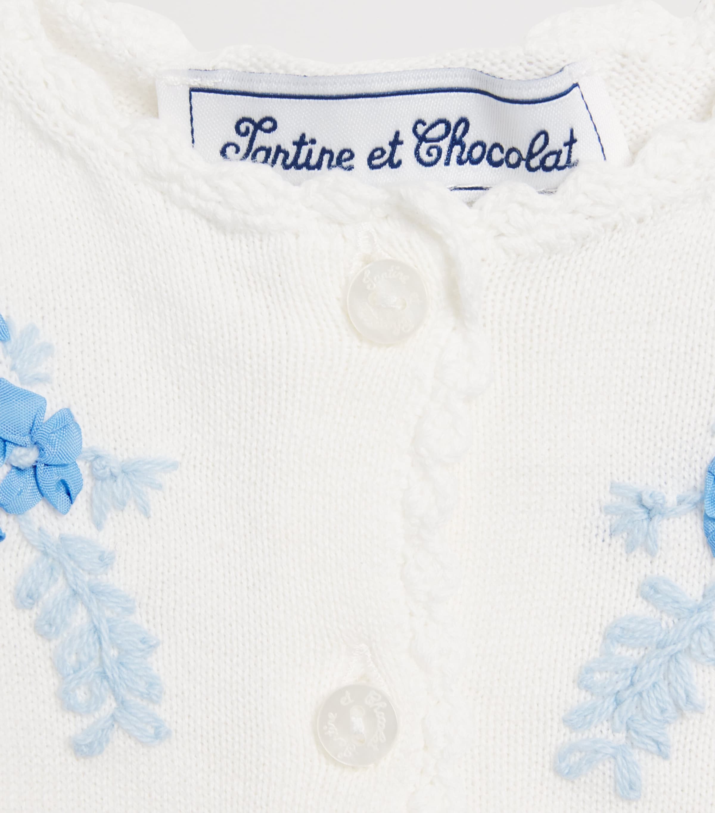 Cotton Floral Embroidered Cardigan (3 Months – 4 Years) 45BLEU ÉLÉCTRIQUE Image 3