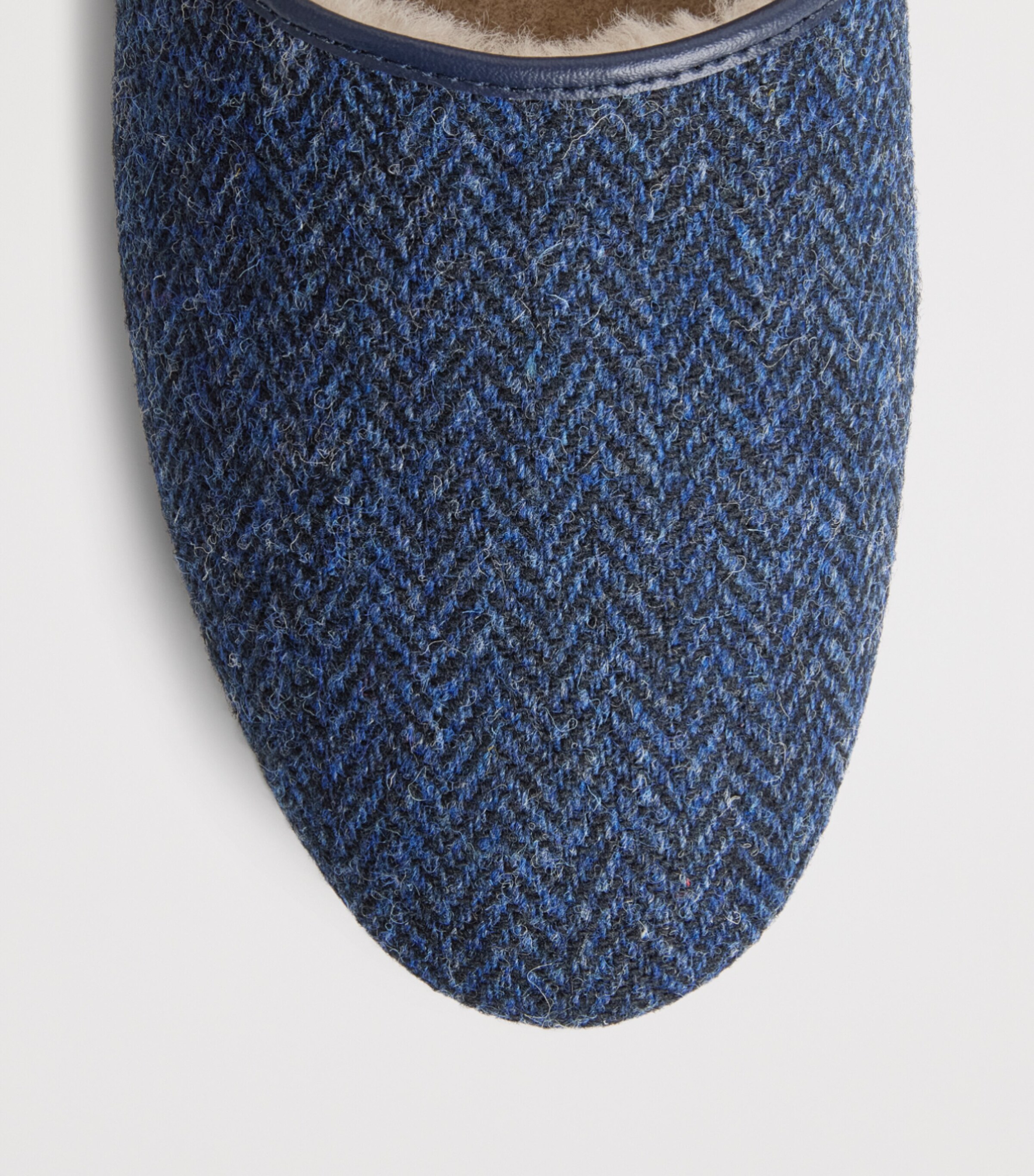 Derek Rose Shearling-Lined Crawford Slippers Navy Image 4
