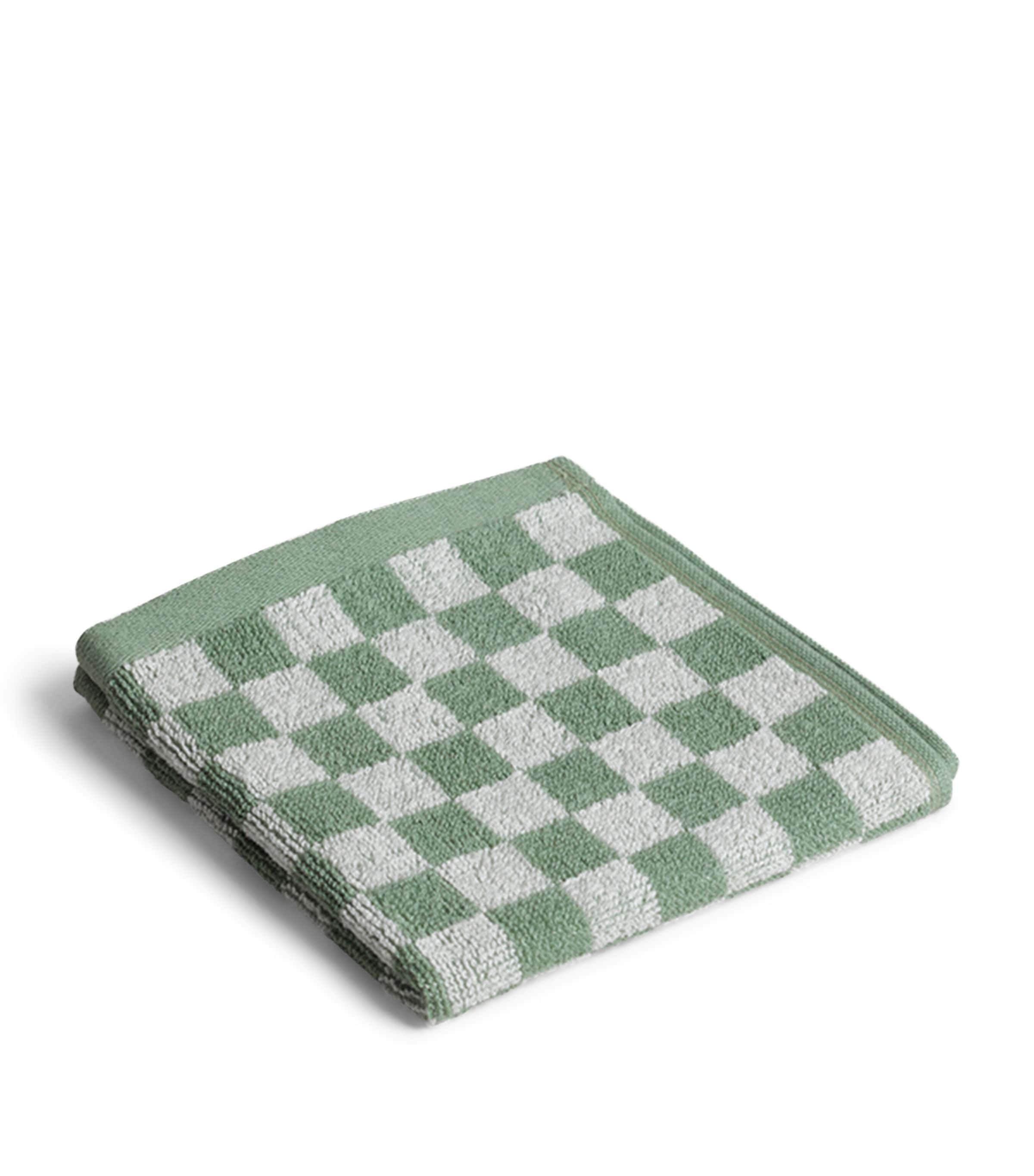 BAINA Check Quill Facecloth (30cm x 30cm) Sage Image 1
