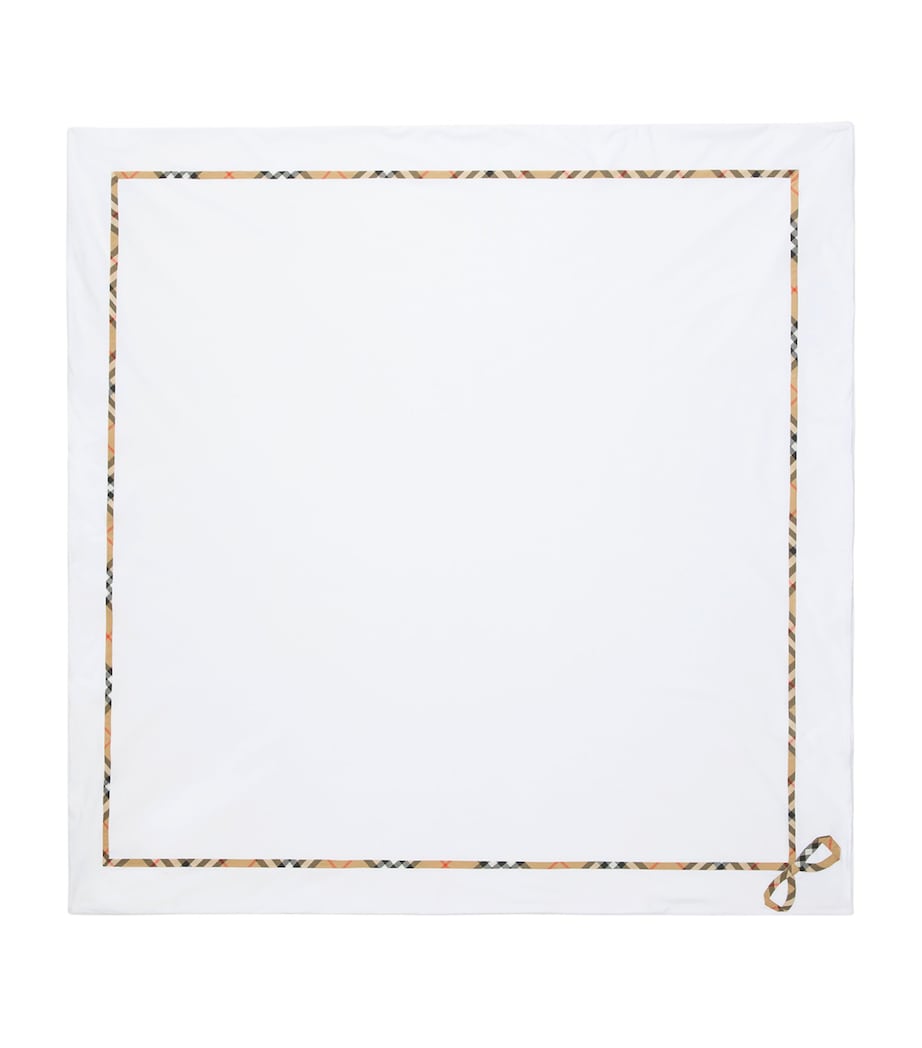 Cotton Check-Trim Blanket (100cm x 100cm) WHITE Image 1