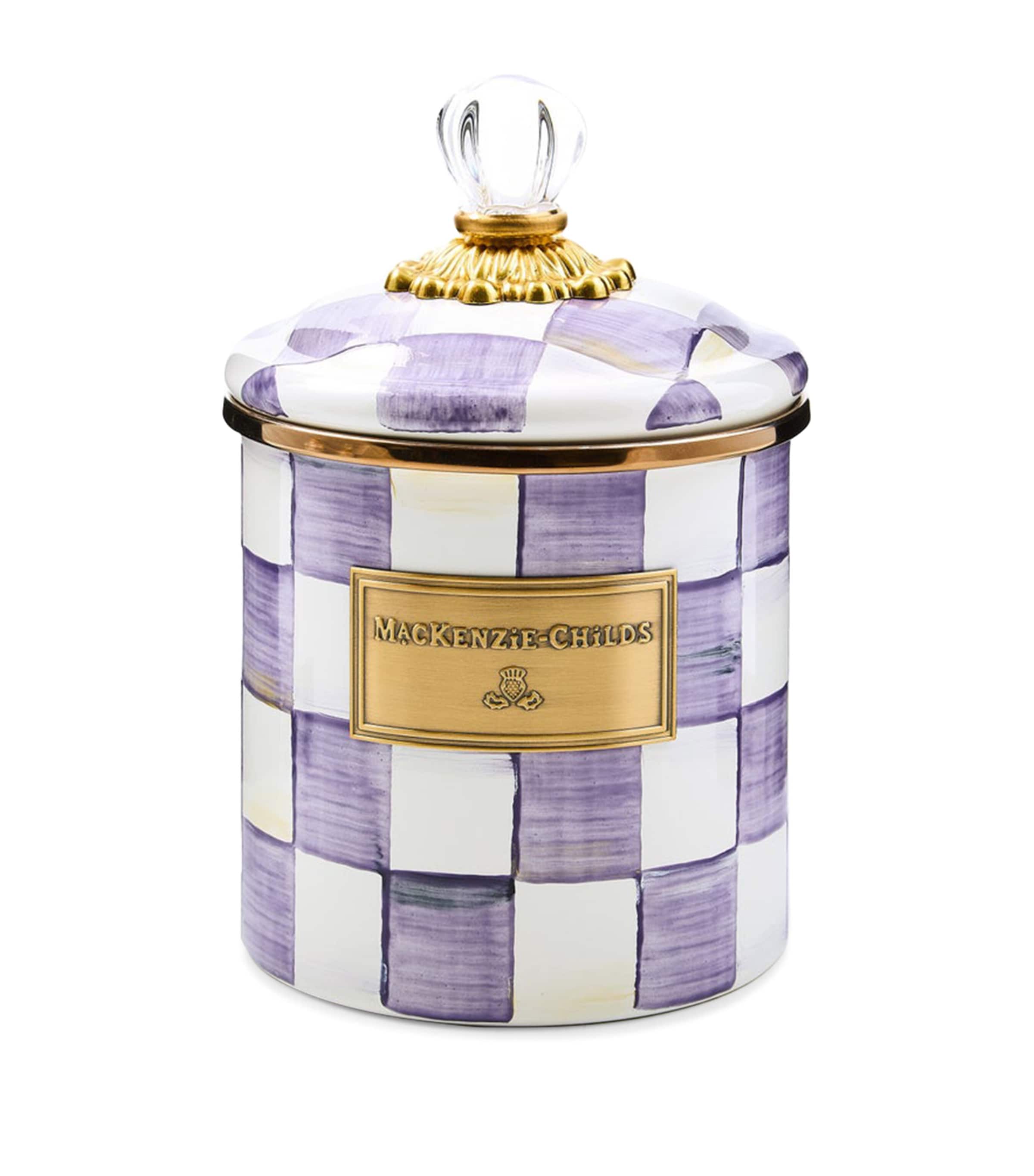 MacKenzie-Childs Small Violet Check Canister (19cm) Violet Image 1