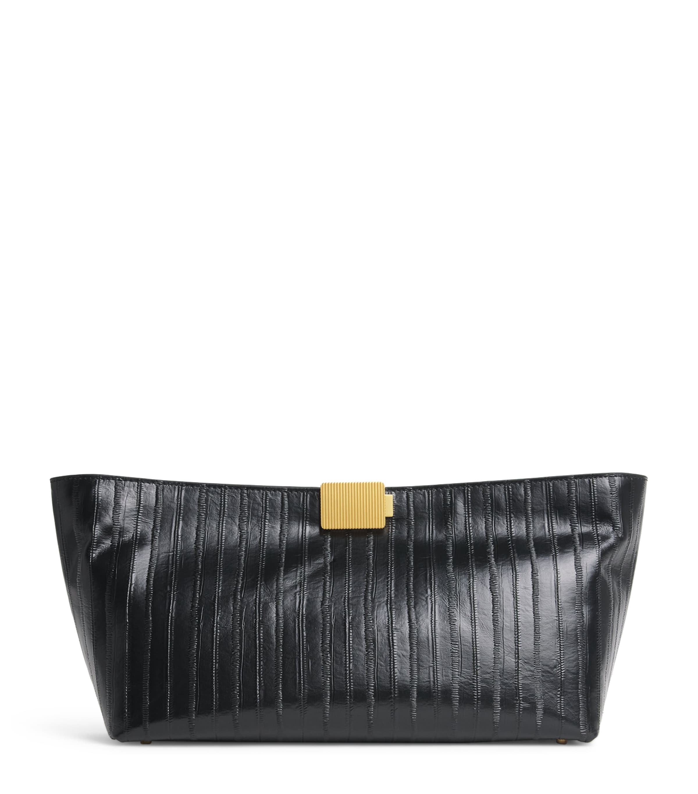 CAMILLA AND MARC Embossed Leather Poppy Clutch Bag Dblk Black Image 1