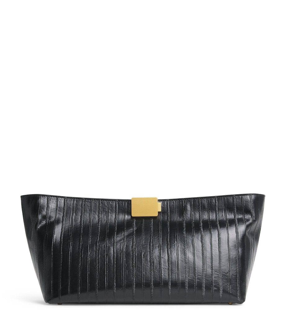 CAMILLA AND MARC Embossed Leather Poppy Clutch Bag Dblk Black Image 1