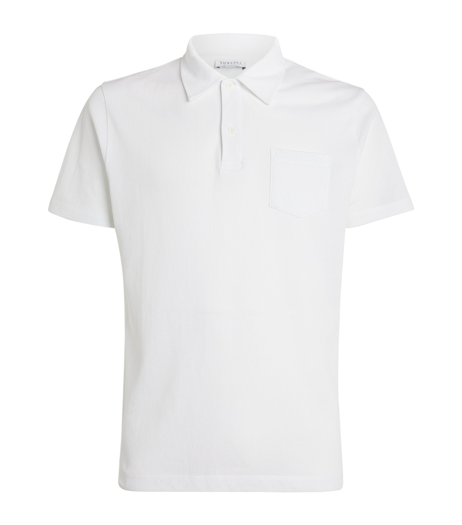 Sunspel Mens Supima Cotton Riviera Polo Shirt Whaa White Image 1