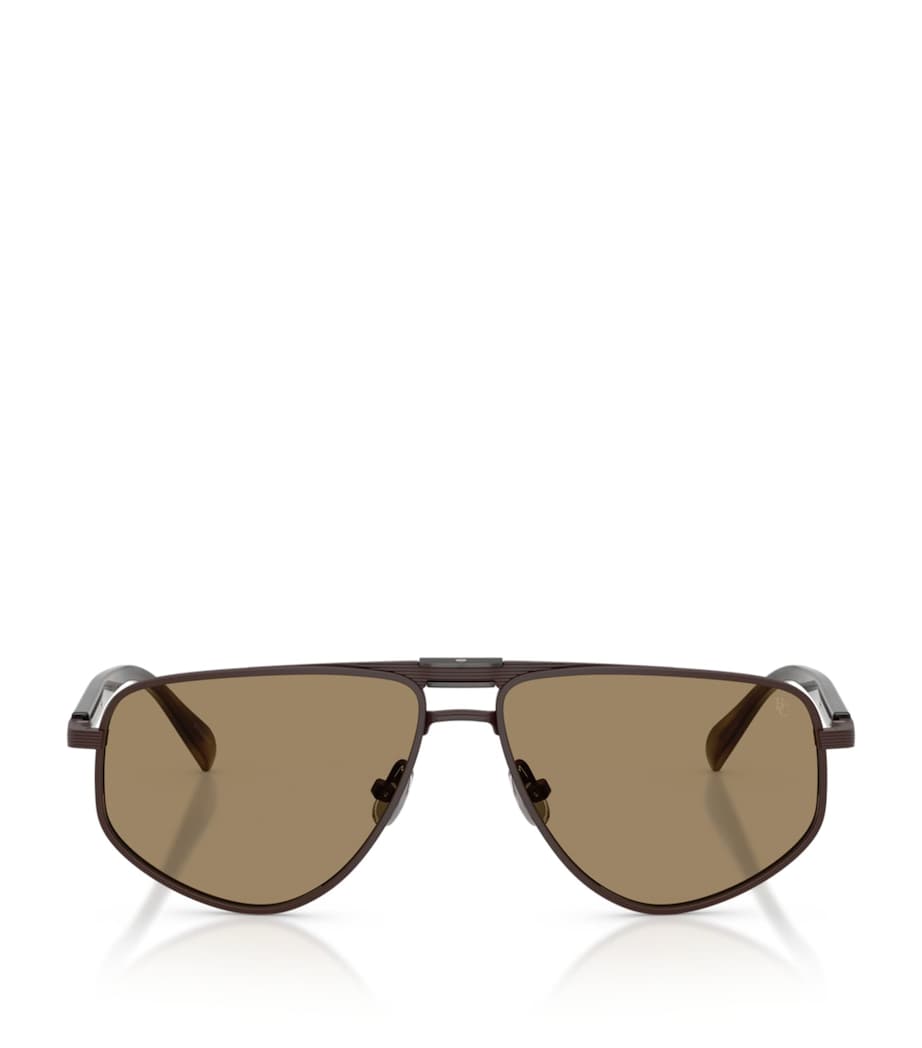 Brunello Cucinelli Titanium Dike Aviator Sunglasses Brown Image 1