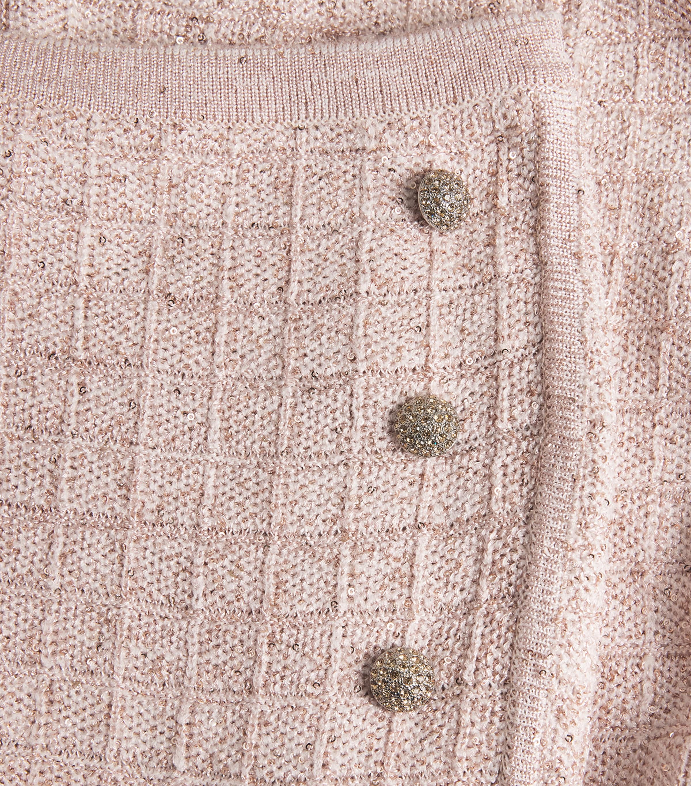 Alessandra Rich Womens Knitted Sequin Midi Skirt Pink Image 6