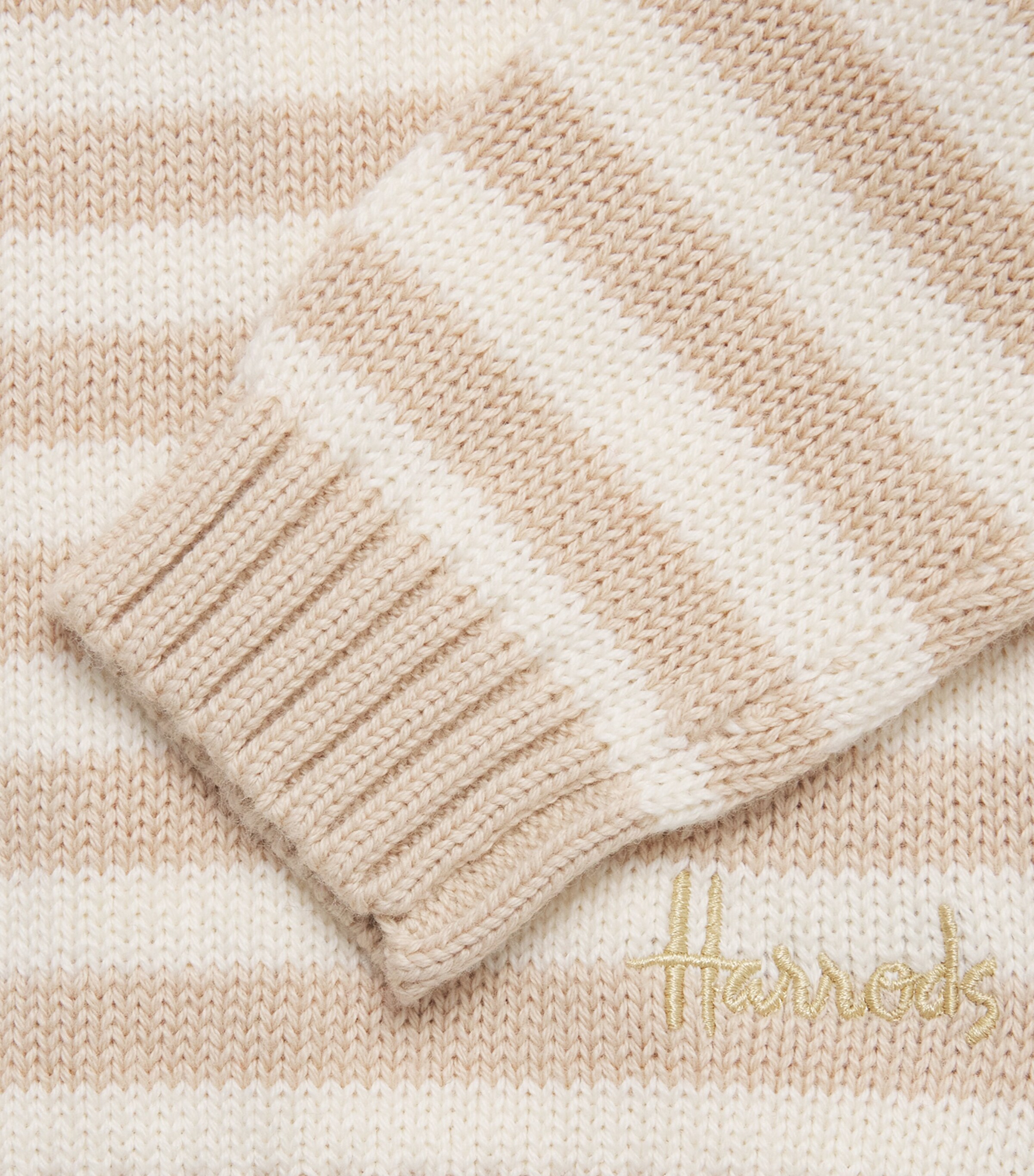 Harrods Cotton Stripe Sweater (0-18 Months) Ivory Image 3