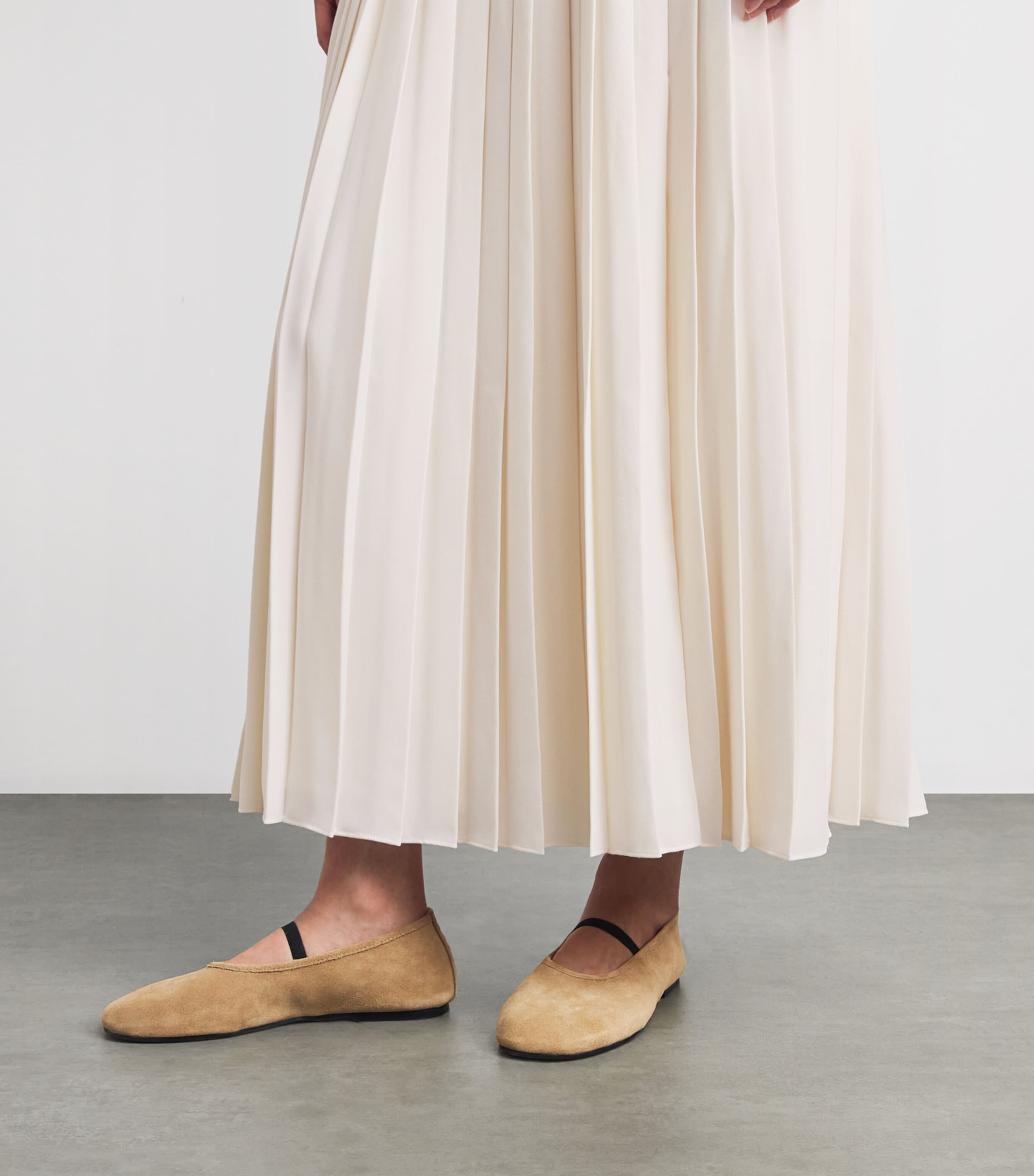 ME+EM Womens Crepe Slit Pleated Maxi Skirt Cream Image 3