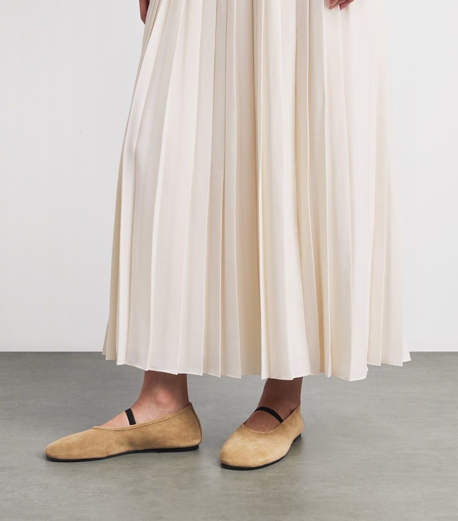 ME+EM Womens Crepe Slit Pleated Maxi Skirt Cream Image 3