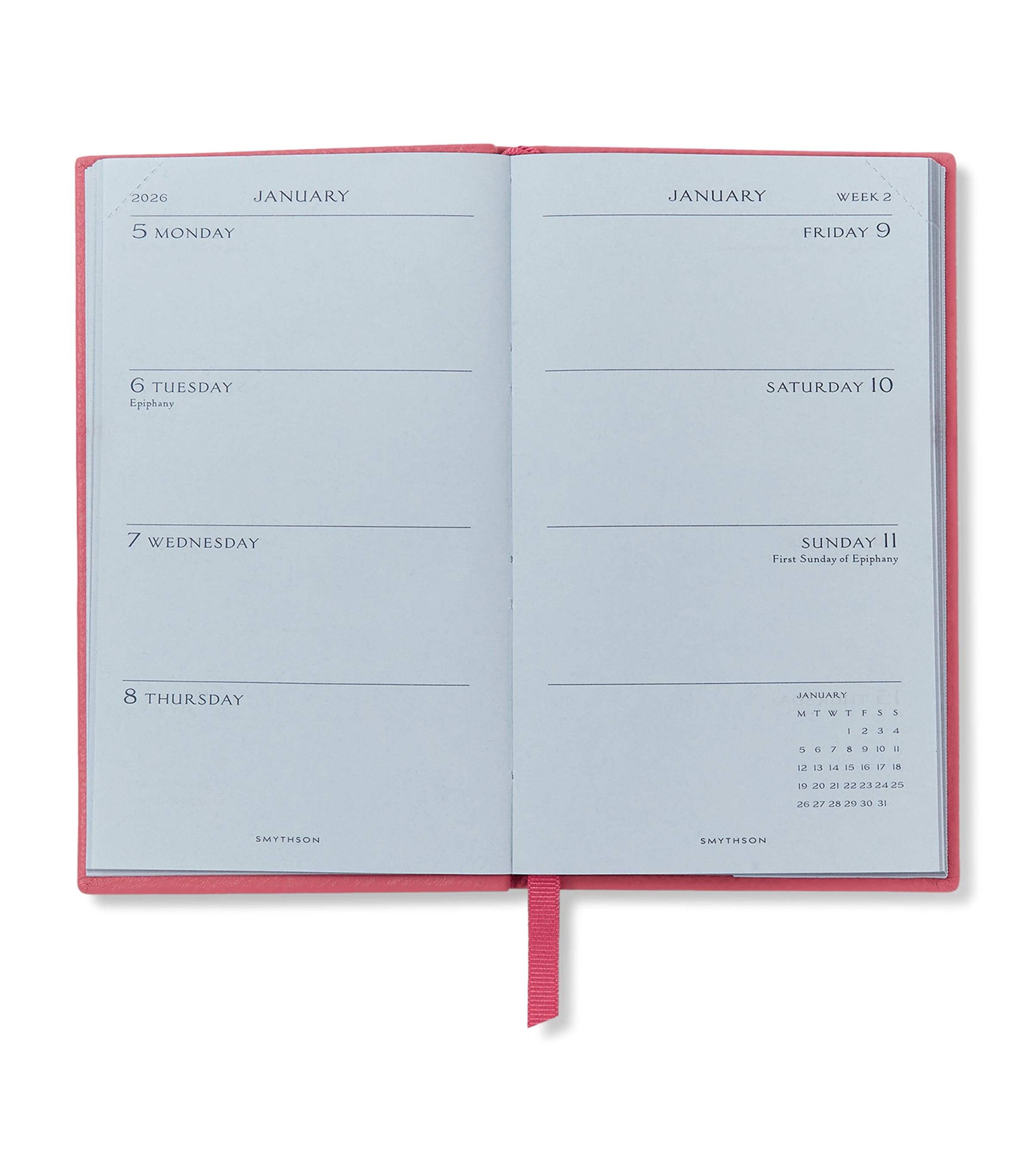 Panama Leather Weekly Diary 2026 RASPBERRY Image 2