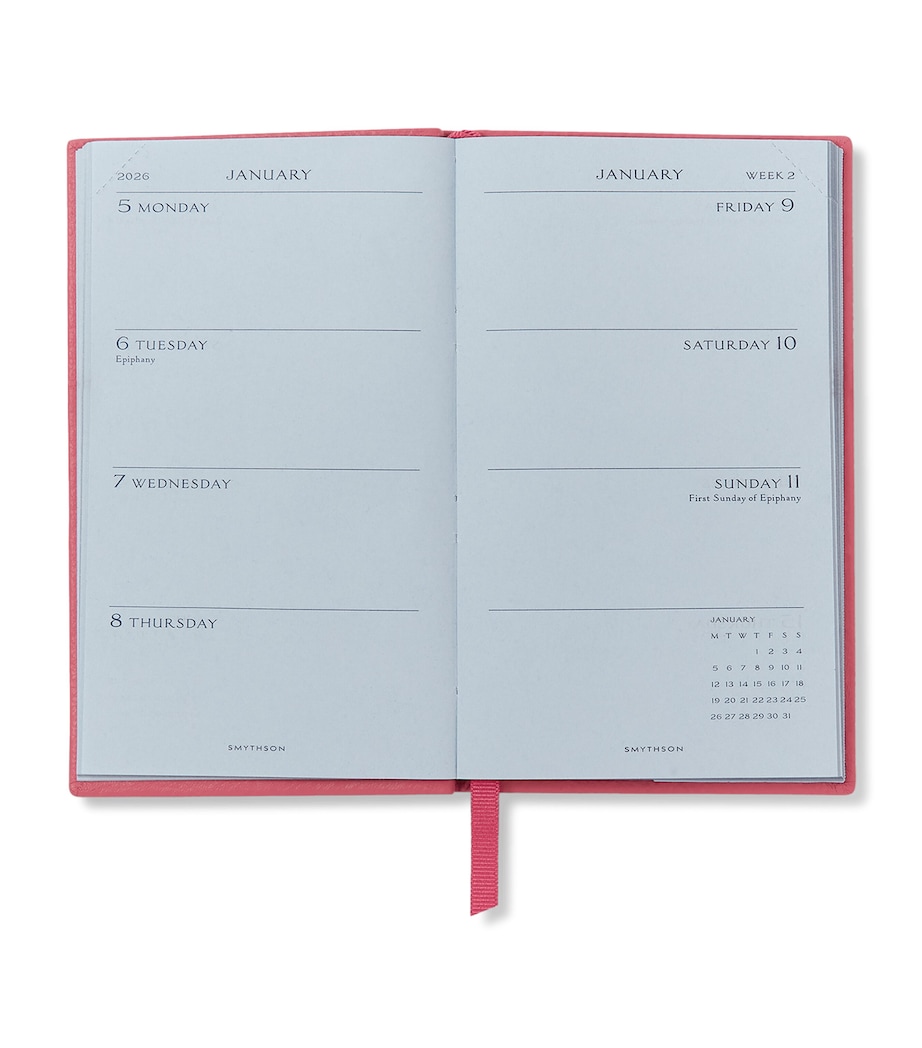 Panama Leather Weekly Diary 2026 RASPBERRY Image 2